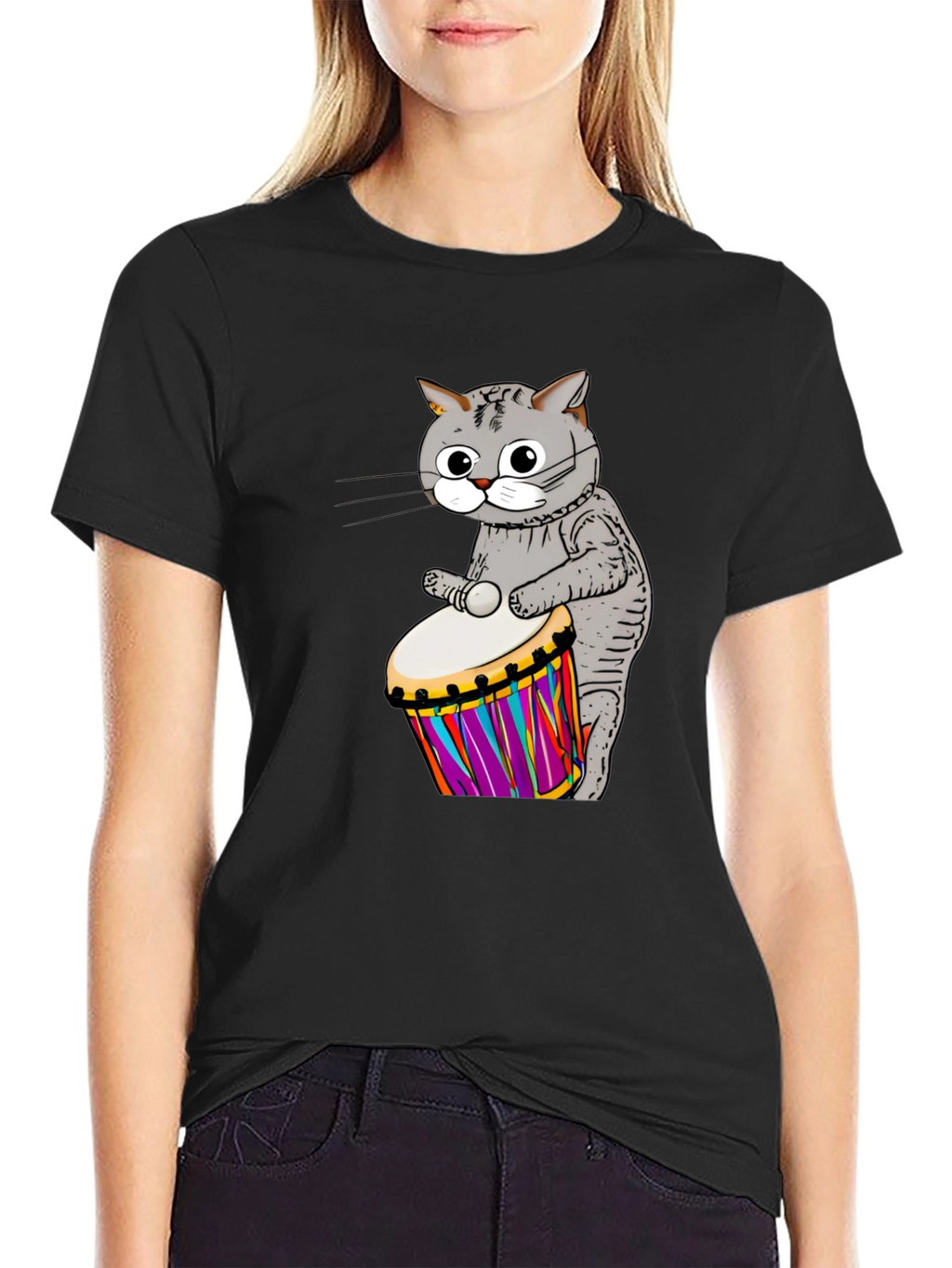 Cat Drummer Graphic T-Shirt