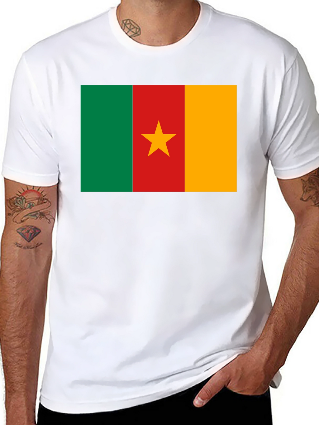 Cameroon Flag T-Shirt - Black Cotton Tee
