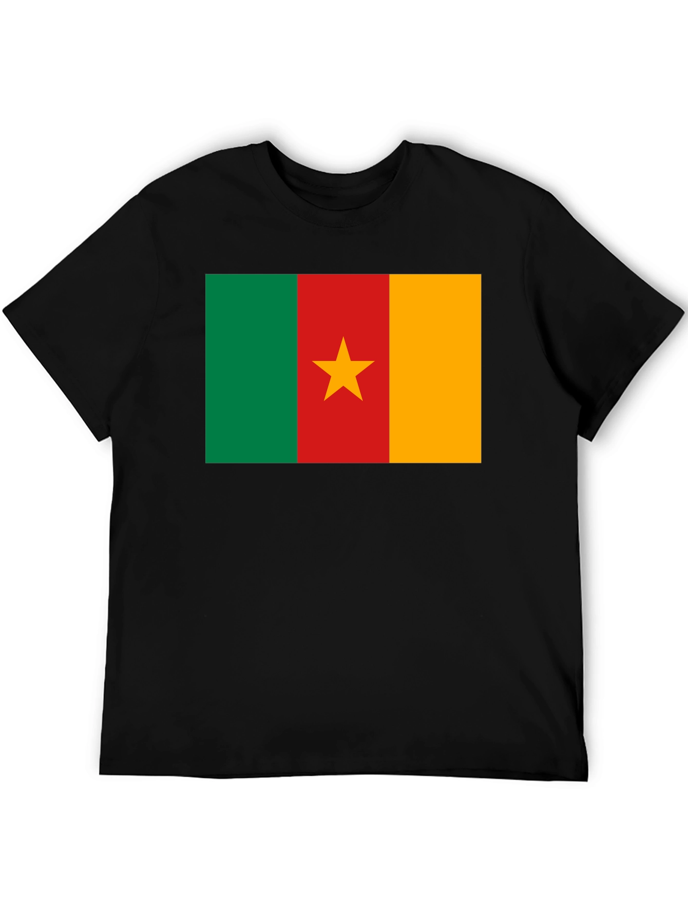 Cameroon Flag T-Shirt - Black Cotton Tee