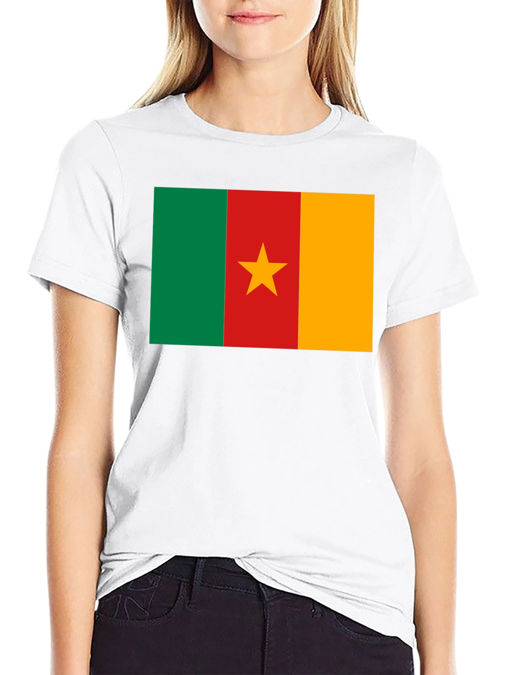 Cameroon Flag T-Shirt - Black Cotton Tee