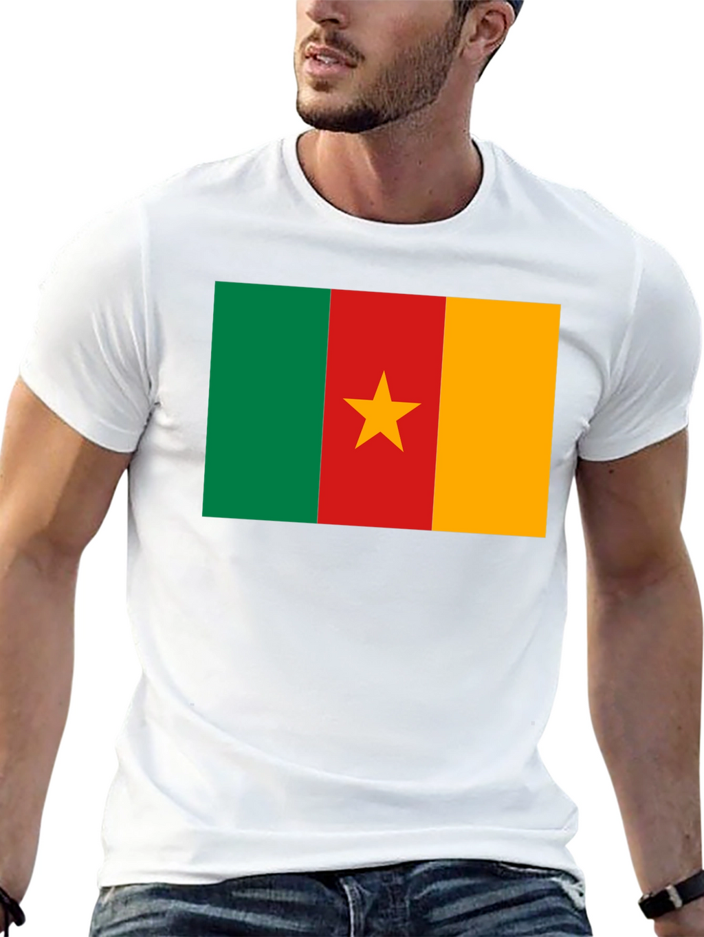 Cameroon Flag T-Shirt - Black Cotton Tee
