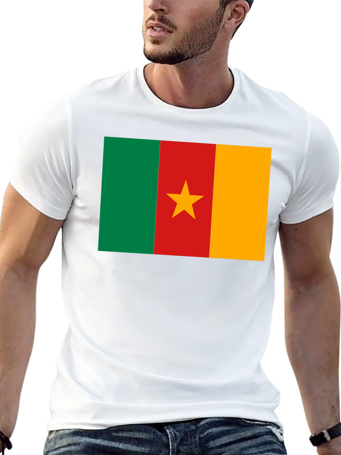 Cameroon Flag T-Shirt - Black Cotton Tee