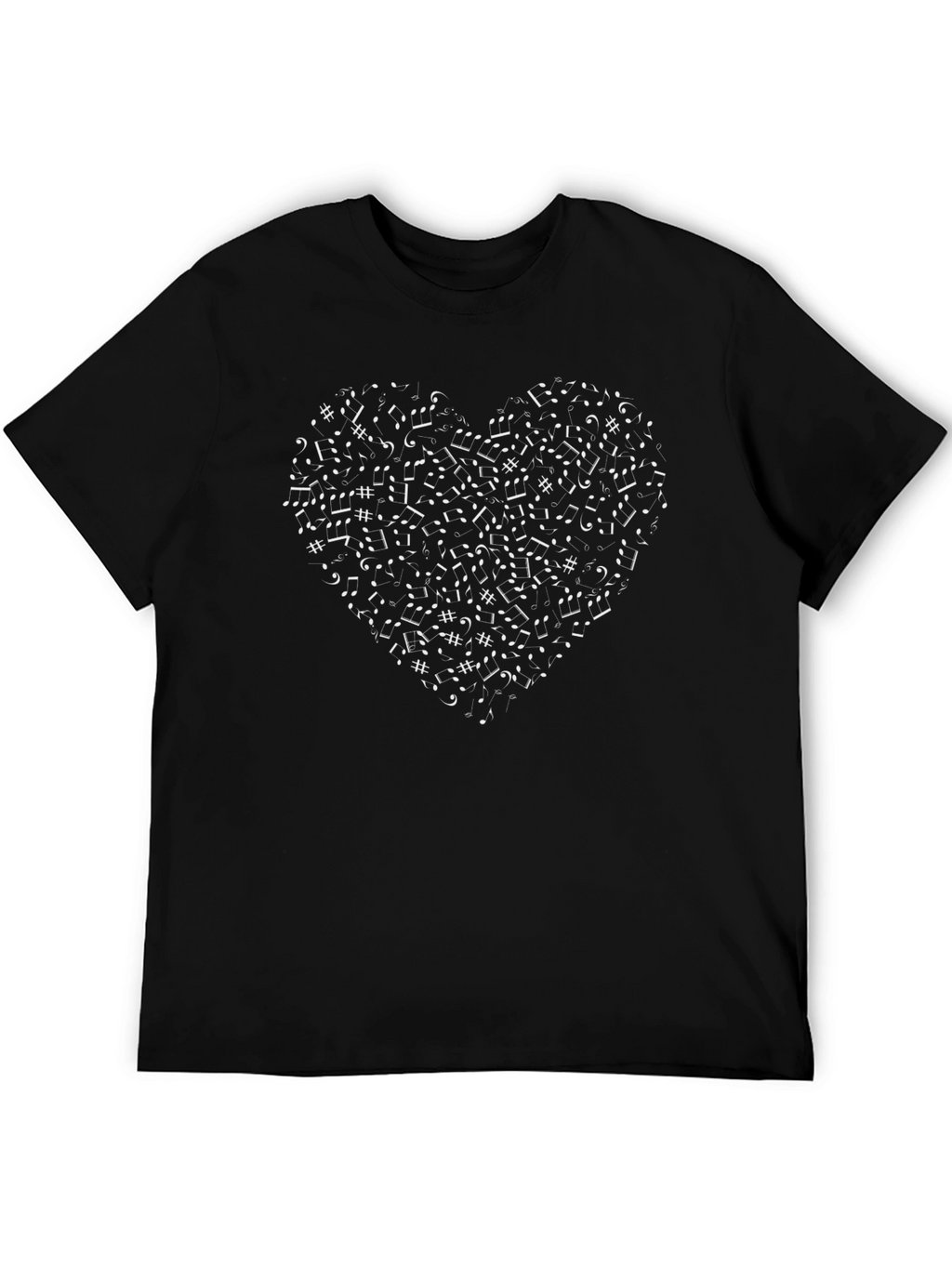 Music Notes Heart T-Shirt - Black