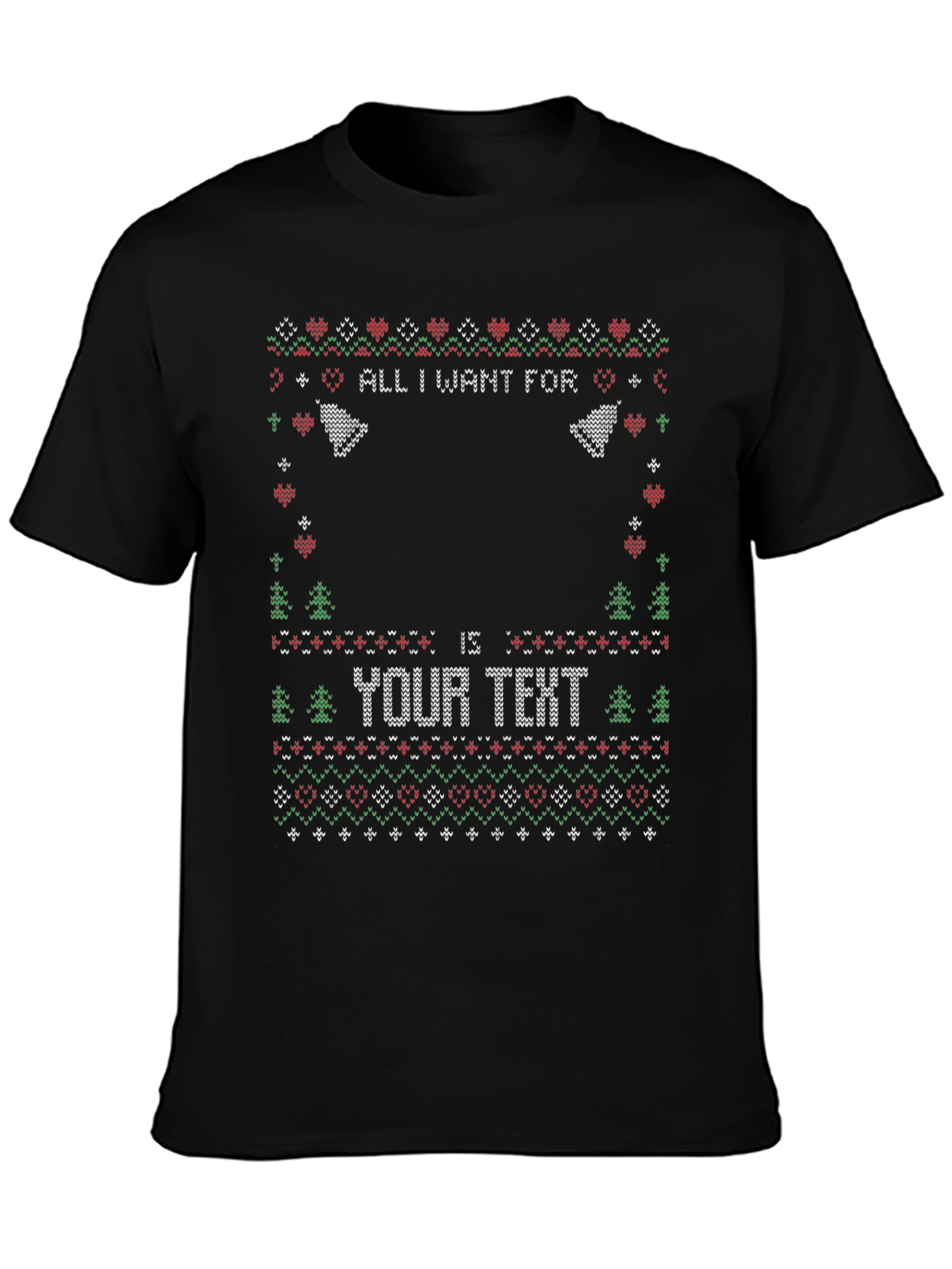 Ugly Christmas Sweater Style Personalized T-Shirt