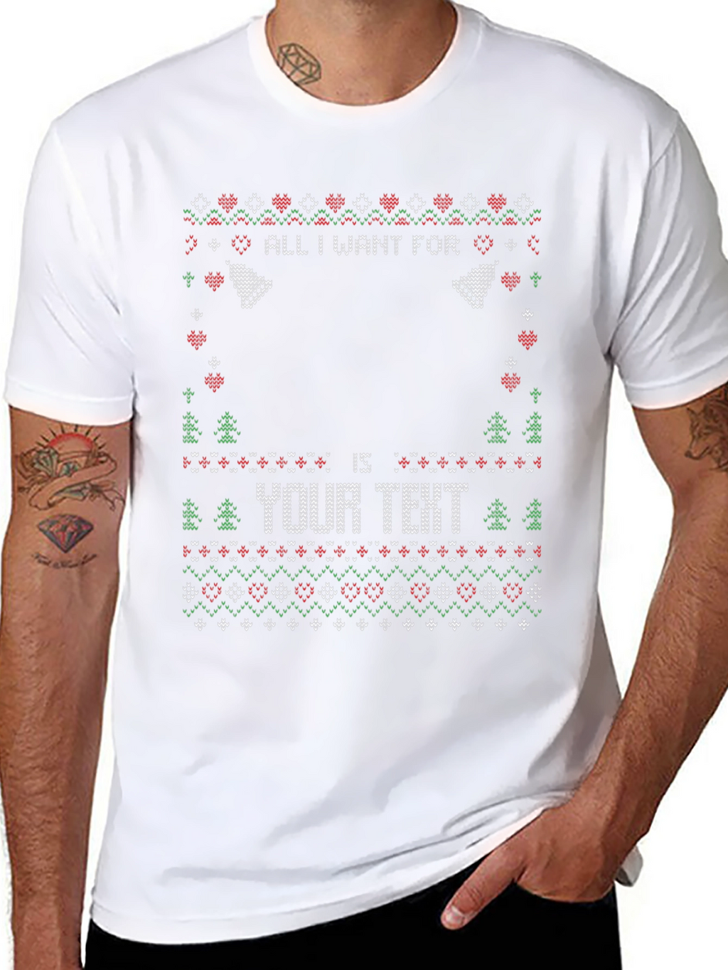 Ugly Christmas Sweater Style Personalized T-Shirt