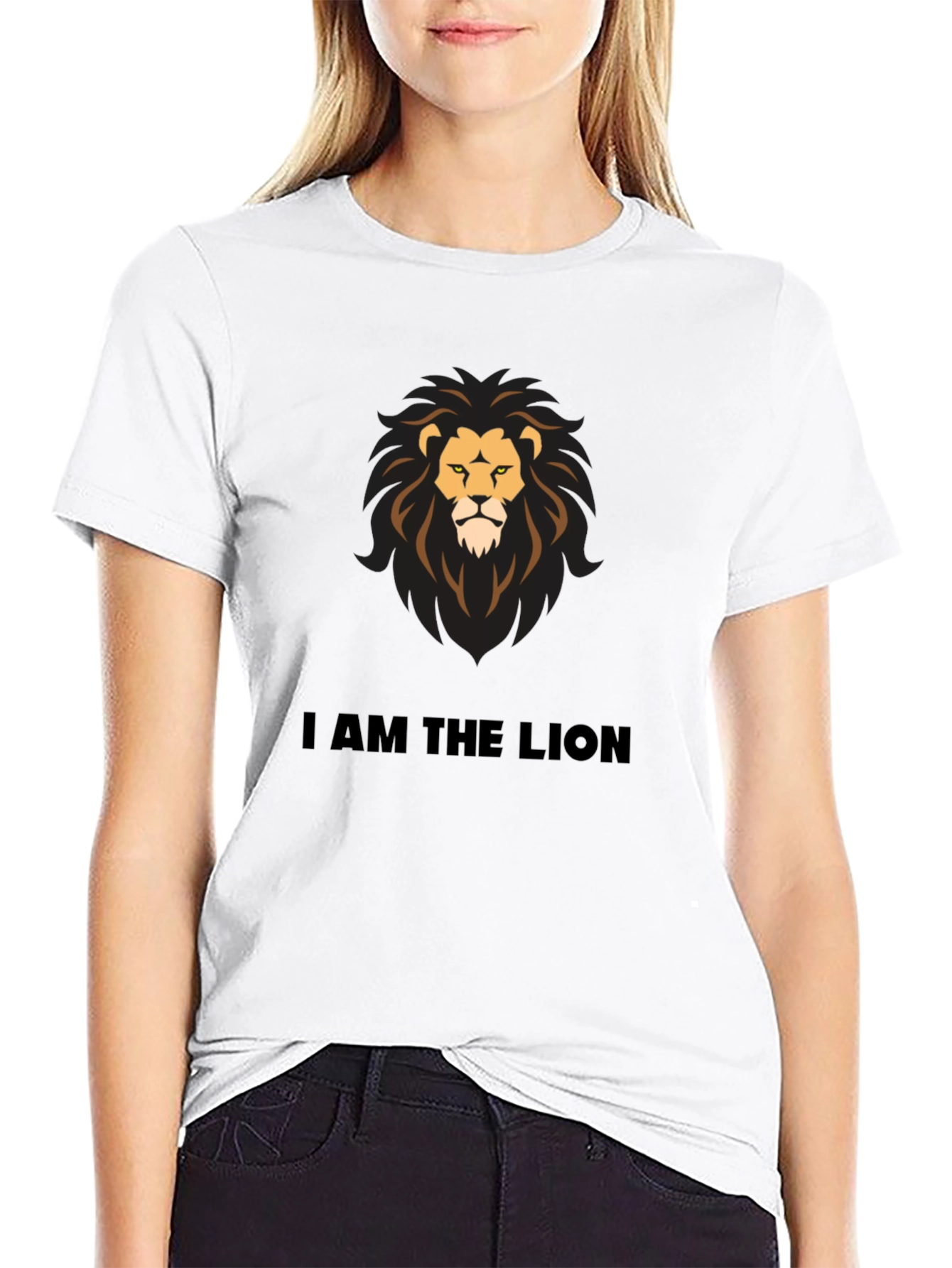 I Am The Lion Graphic Tee - Black Cotton T-Shirt