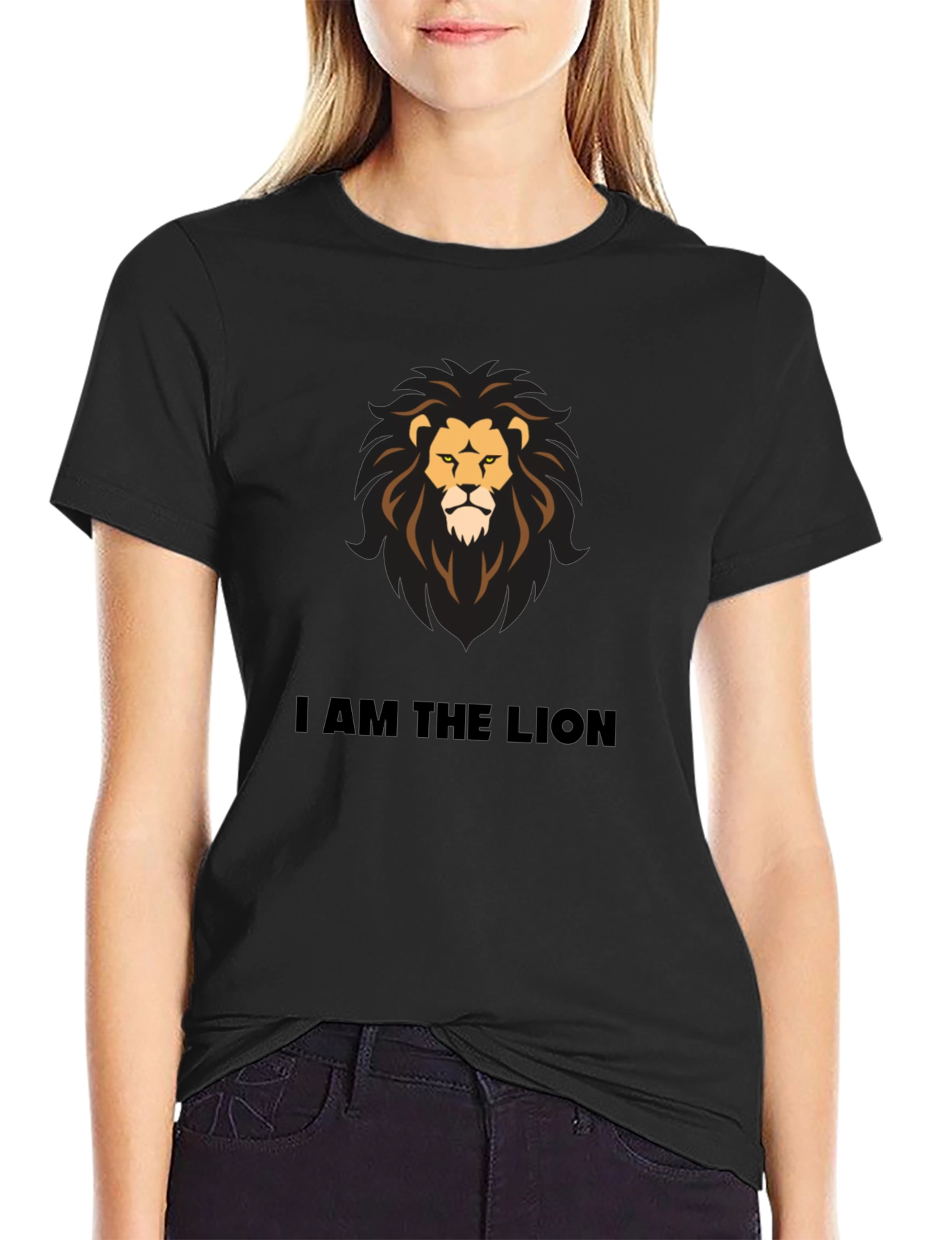 I Am The Lion Graphic Tee - Black Cotton T-Shirt