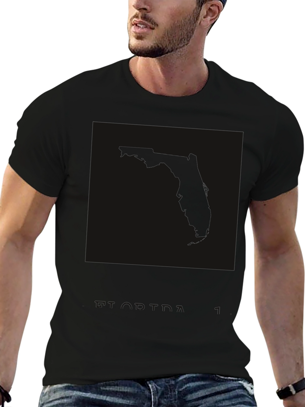 Mens Black Graphic Print Crew Neck T-Shirt
