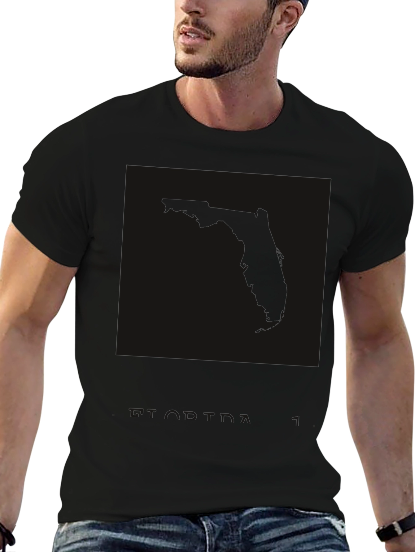 Mens Black Graphic Print Crew Neck T-Shirt