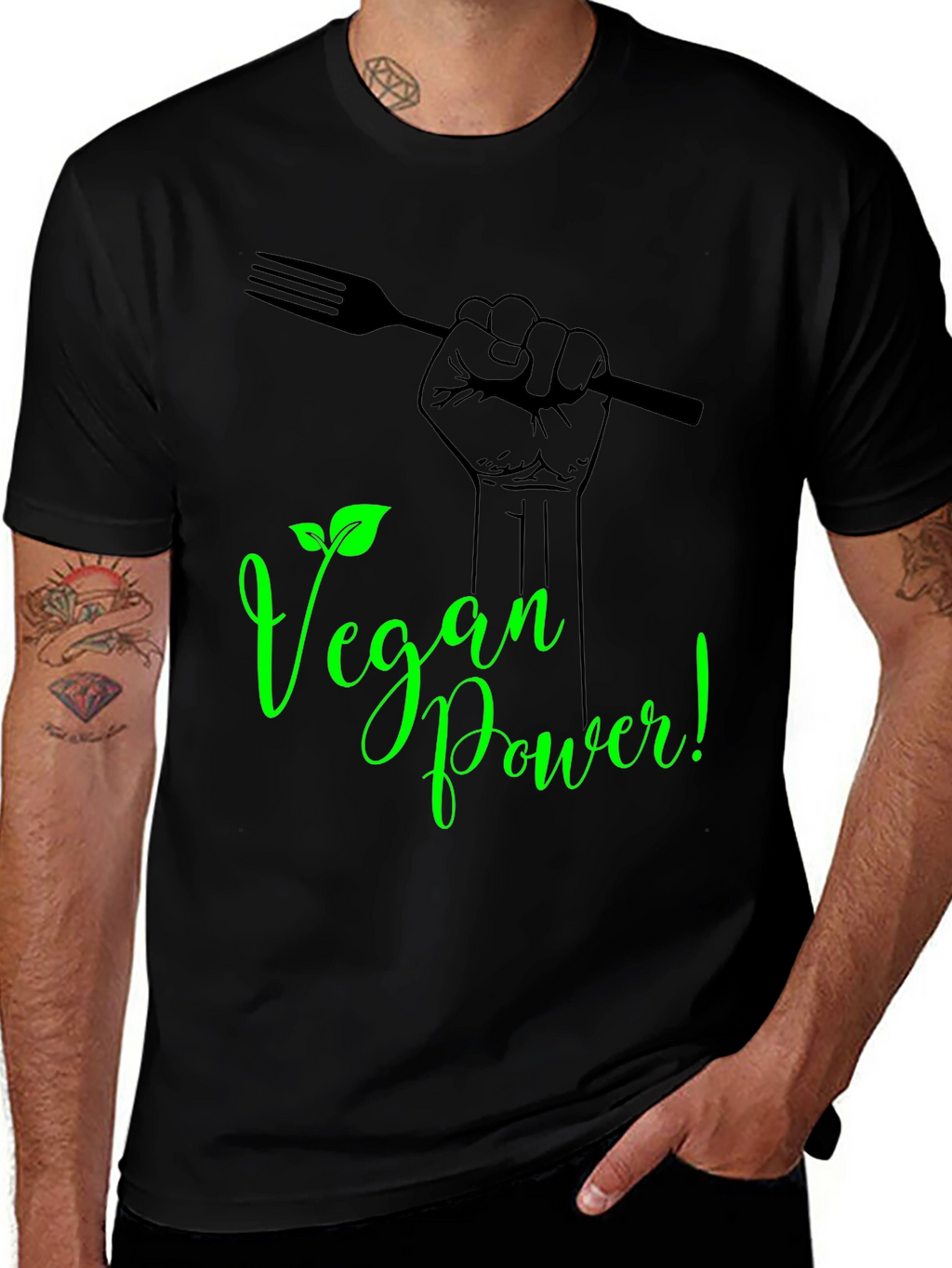 Vegan Power T-Shirt - Black Graphic Tee