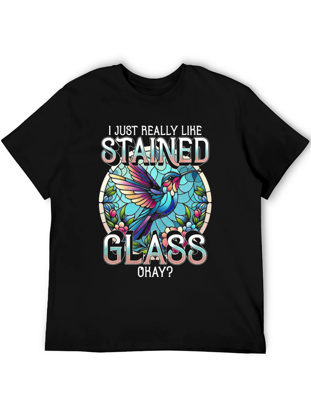 Stained Glass Hummingbird Graphic Tee