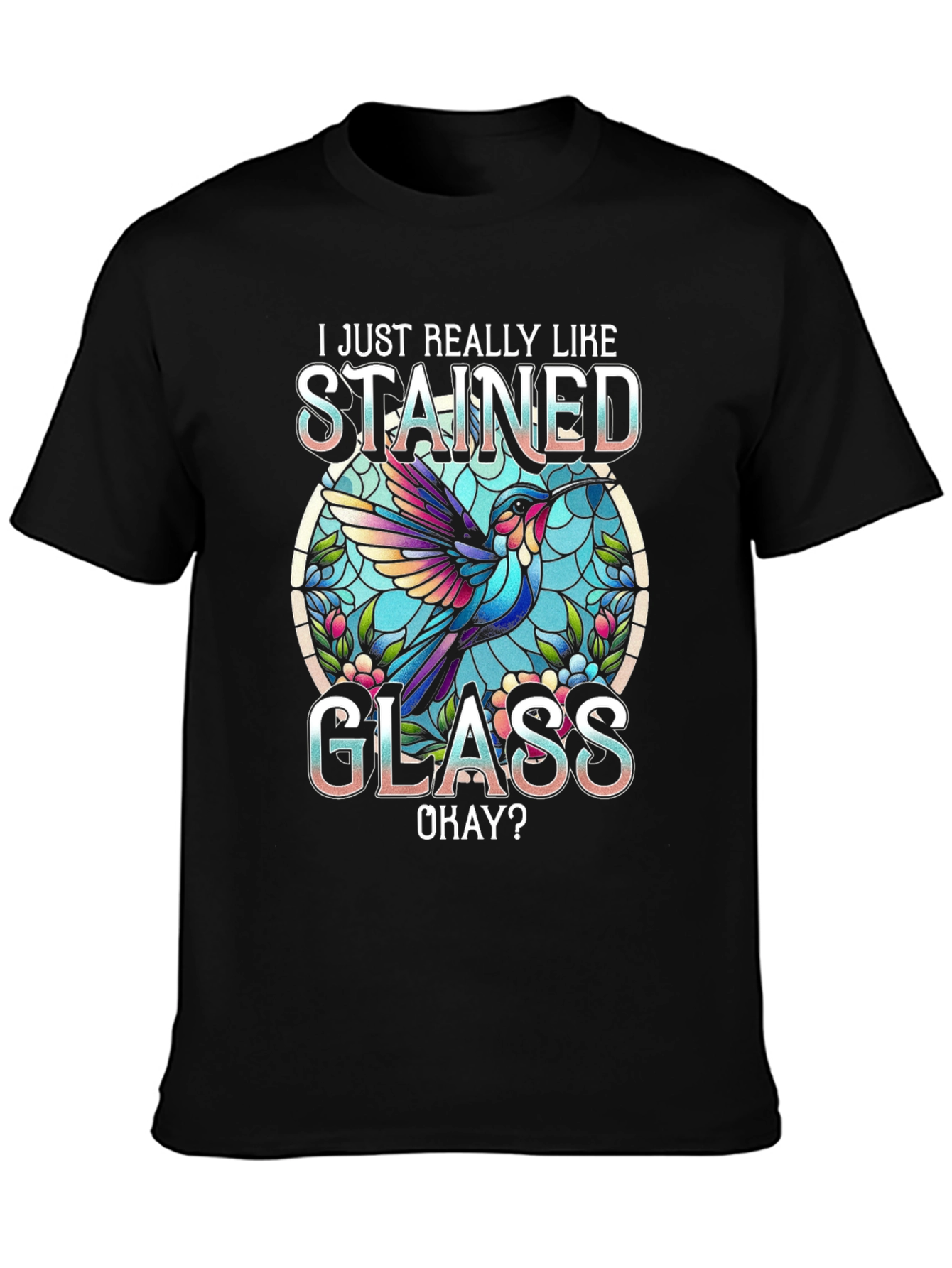 Stained Glass Hummingbird Graphic Tee