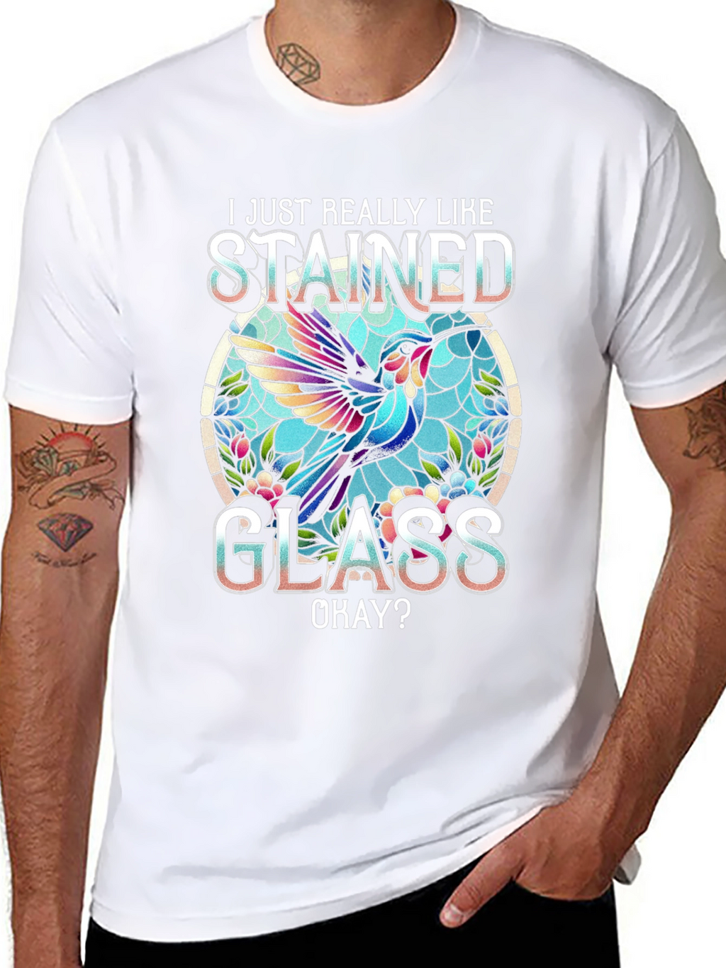 Stained Glass Hummingbird Graphic Tee