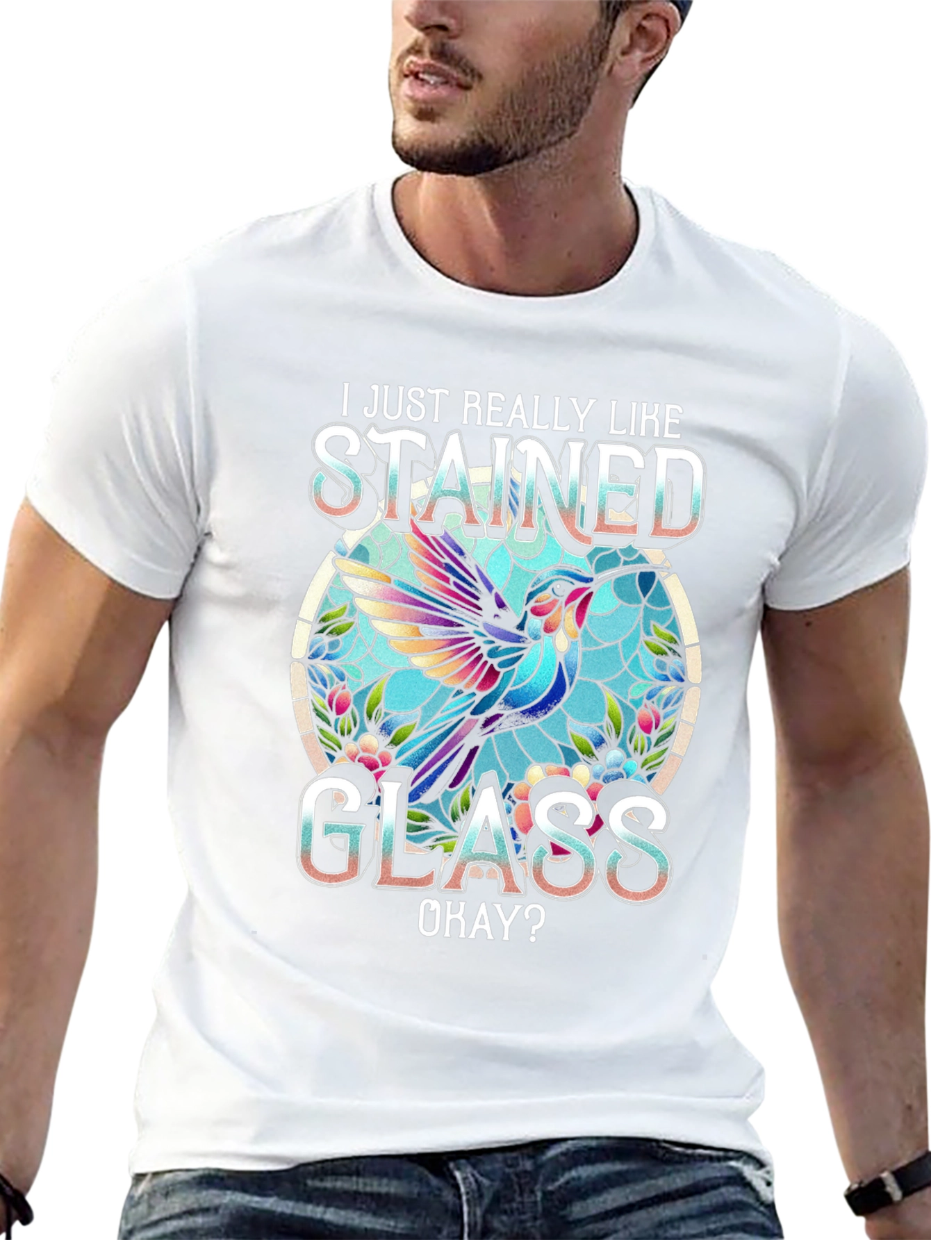 Stained Glass Hummingbird Graphic Tee