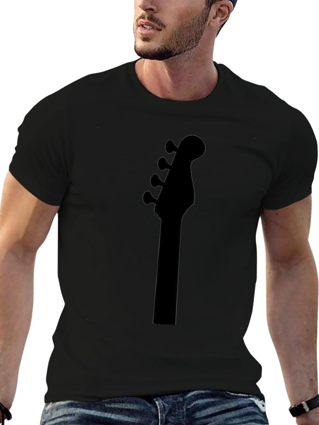 Bass Guitar Headstock T-Shirt - Black