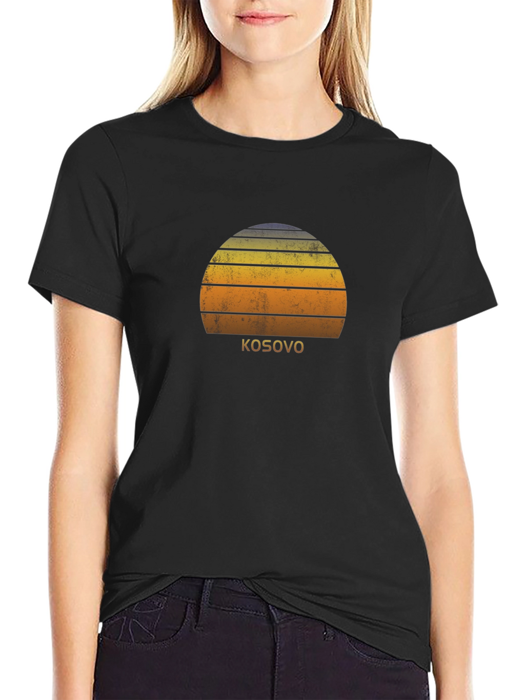 Kosovo Sunset Graphic Tee - Stylish Black T-Shirt