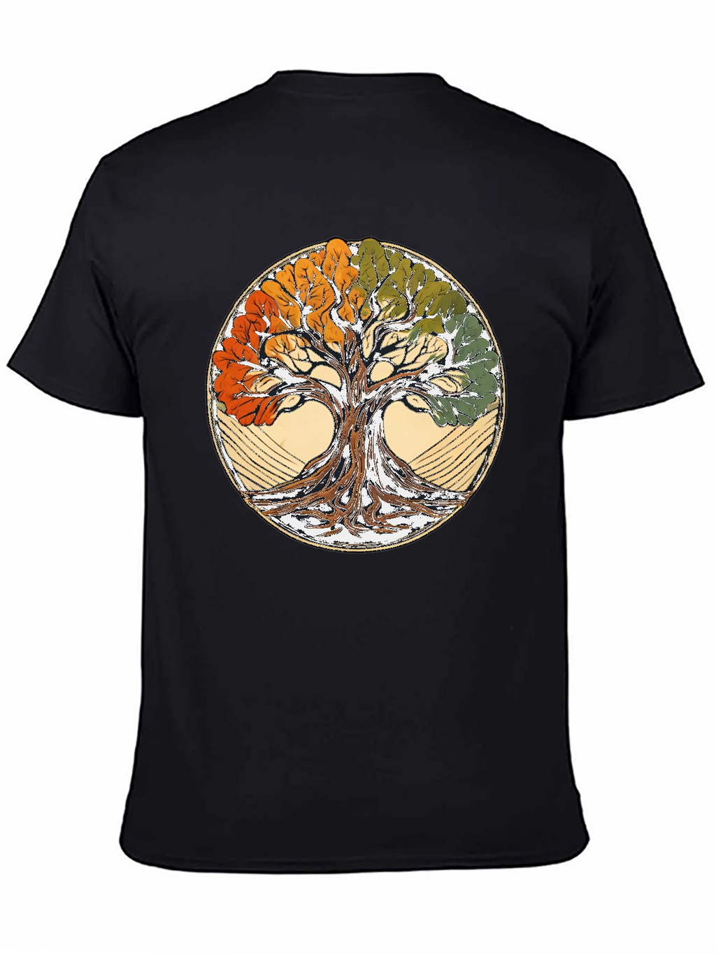 Four Seasons Tree of Life Black T-Shirt