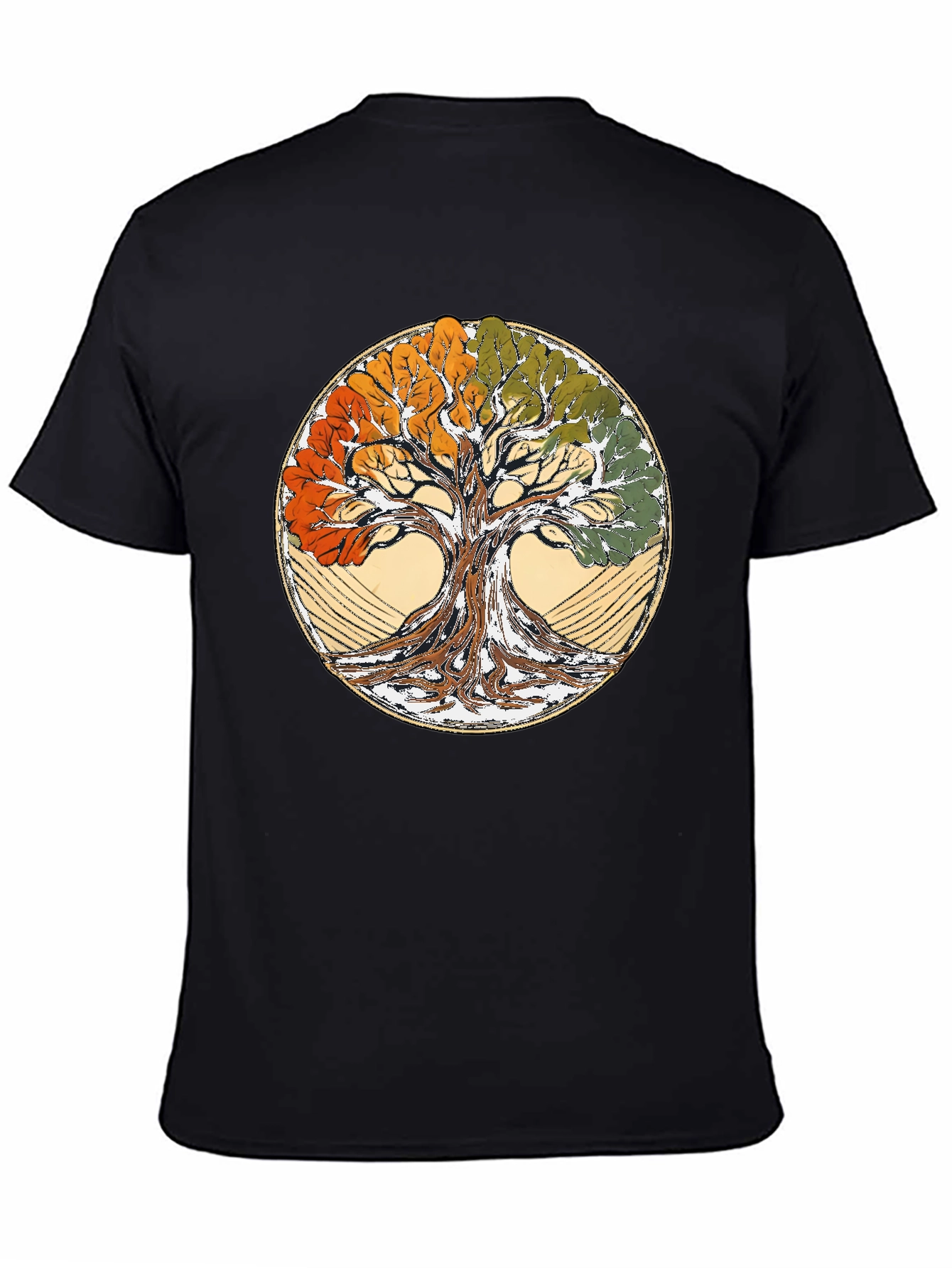Four Seasons Tree of Life Black T-Shirt