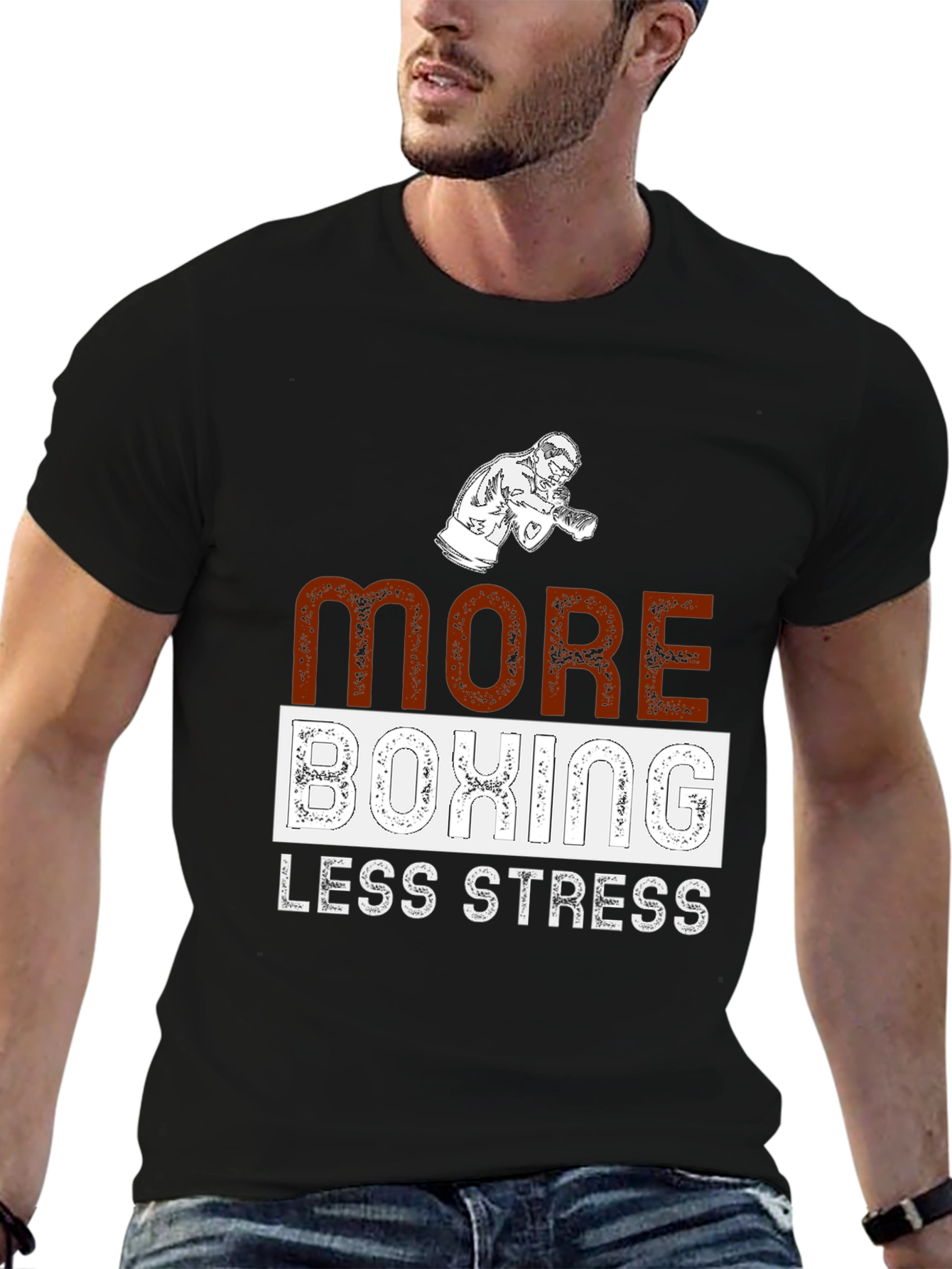 More Boxing Less Stress Graphic T-Shirt