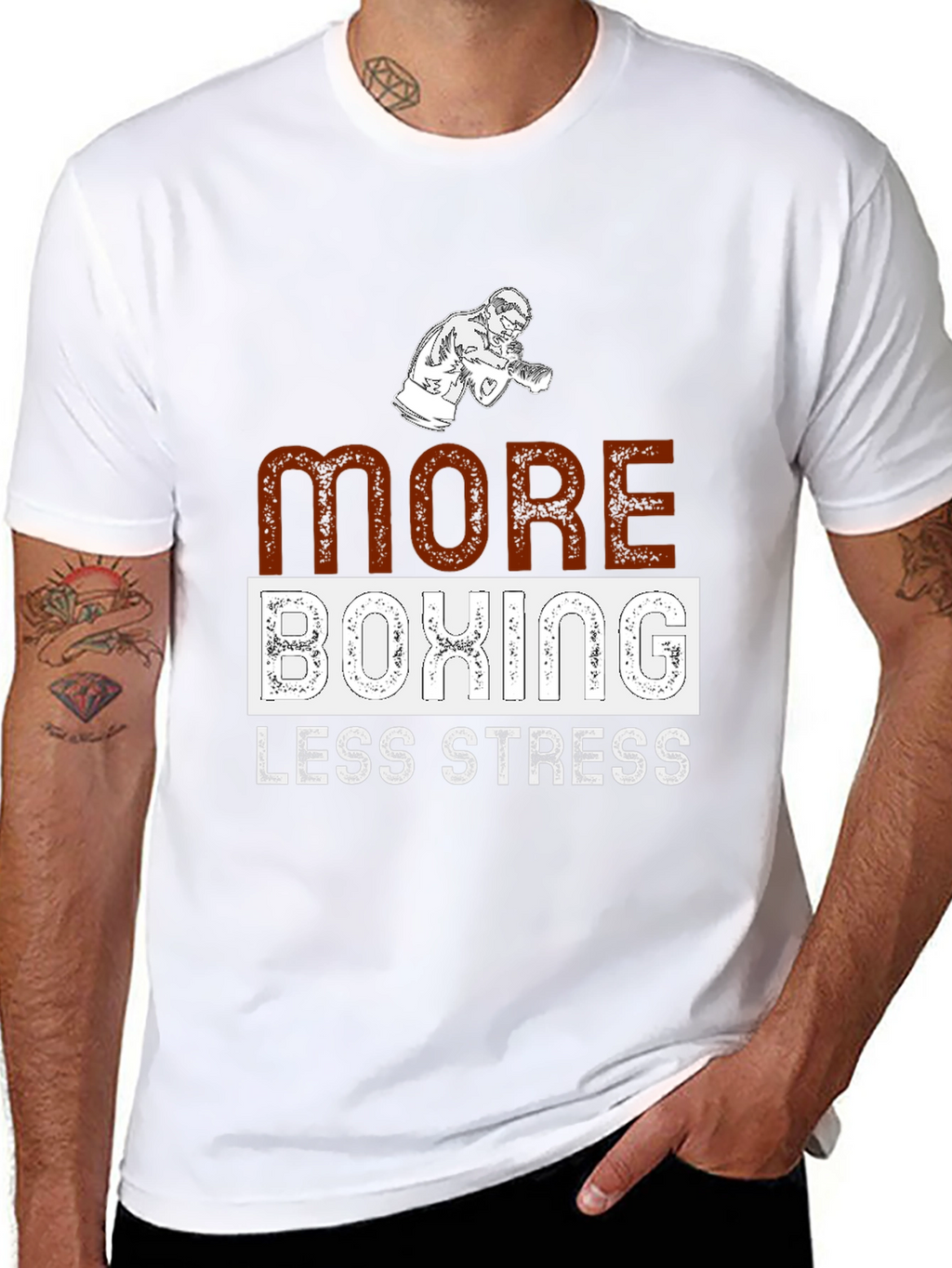 More Boxing Less Stress Graphic T-Shirt
