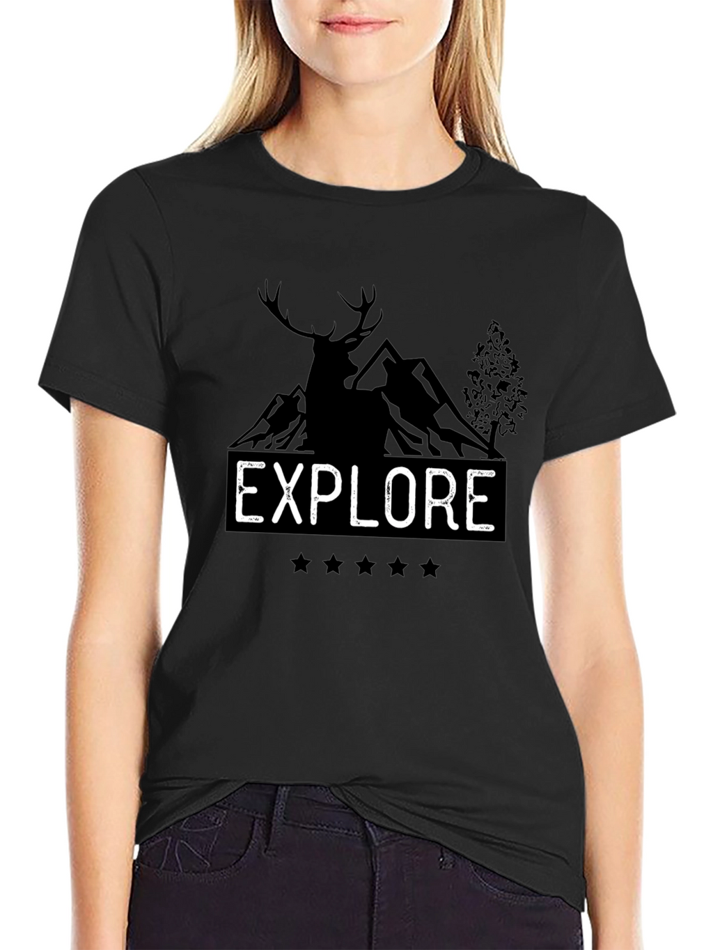 Explore Graphic T-Shirt - Mountain Deer Design