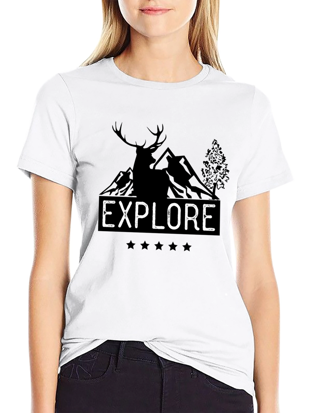 Explore Graphic T-Shirt - Mountain Deer Design