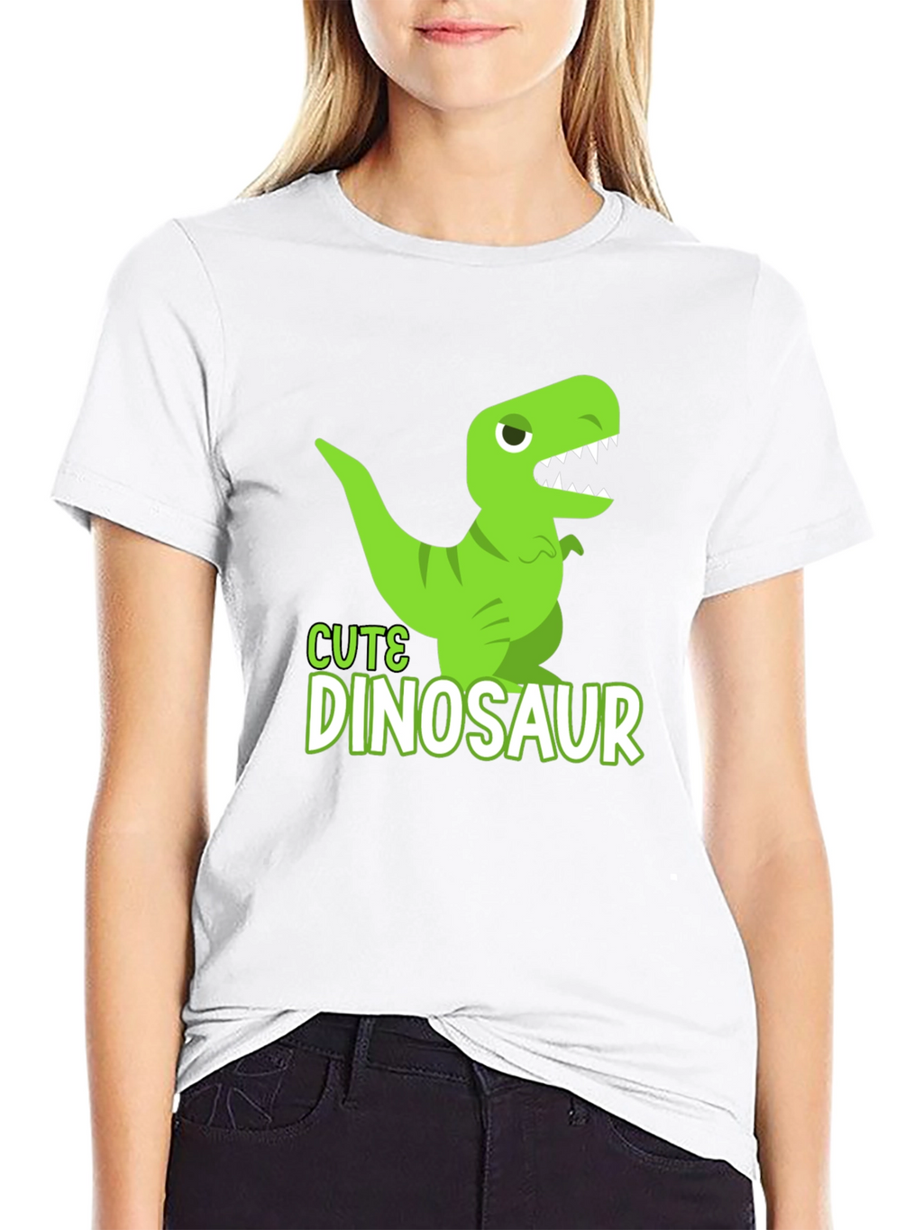 Cute Dinosaur Graphic T-Shirt - Black