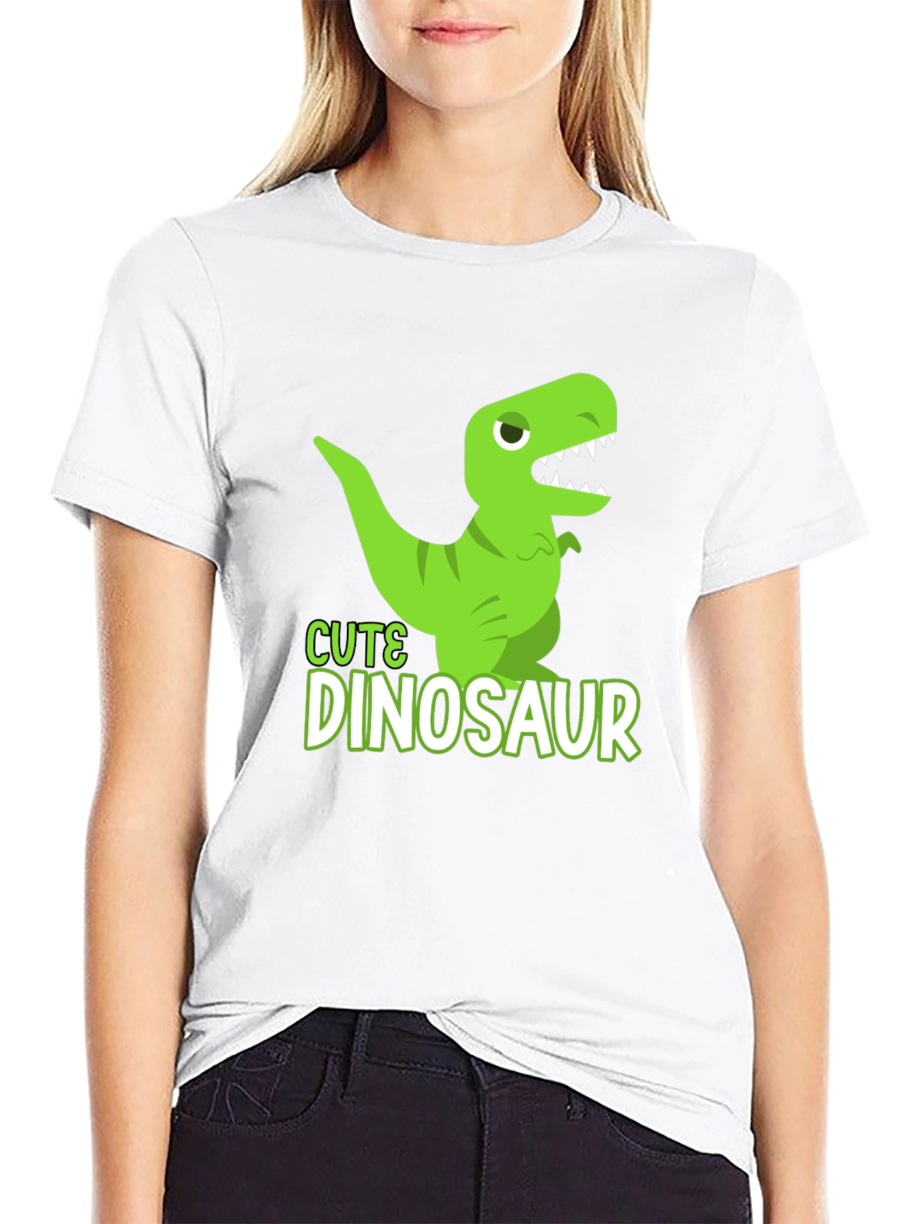 Cute Dinosaur Graphic T-Shirt - Black