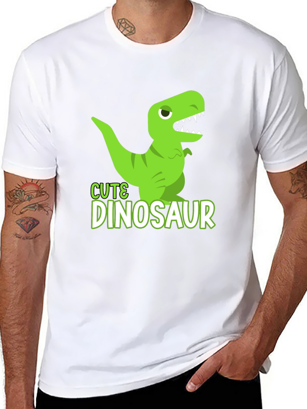 Cute Dinosaur Graphic T-Shirt - Black