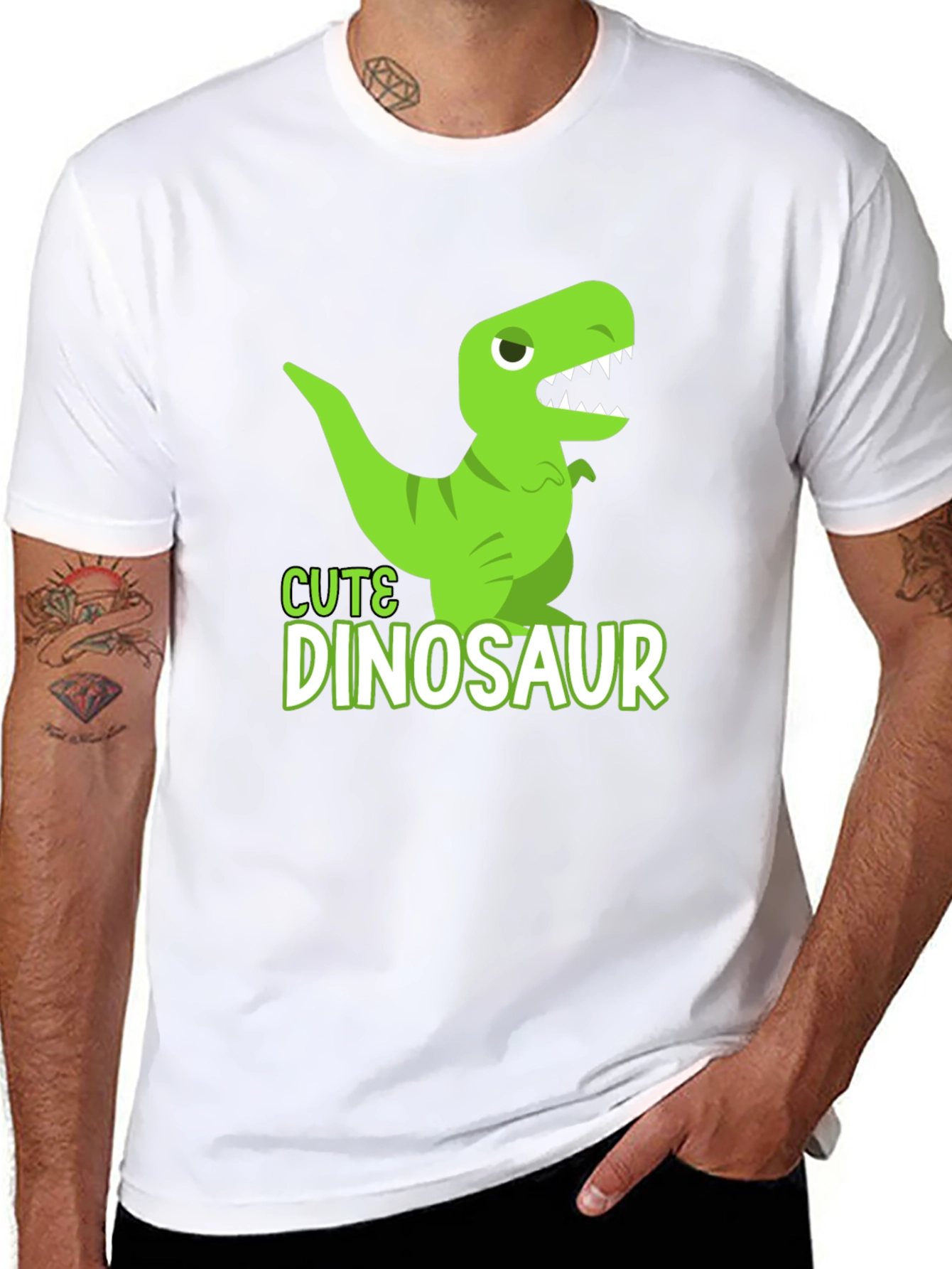 Cute Dinosaur Graphic T-Shirt - Black