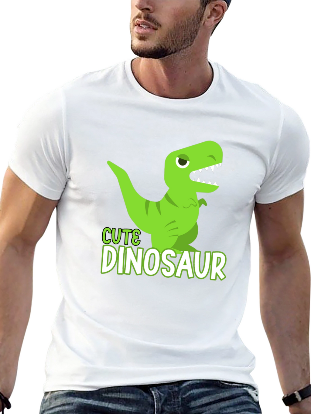 Cute Dinosaur Graphic T-Shirt - Black