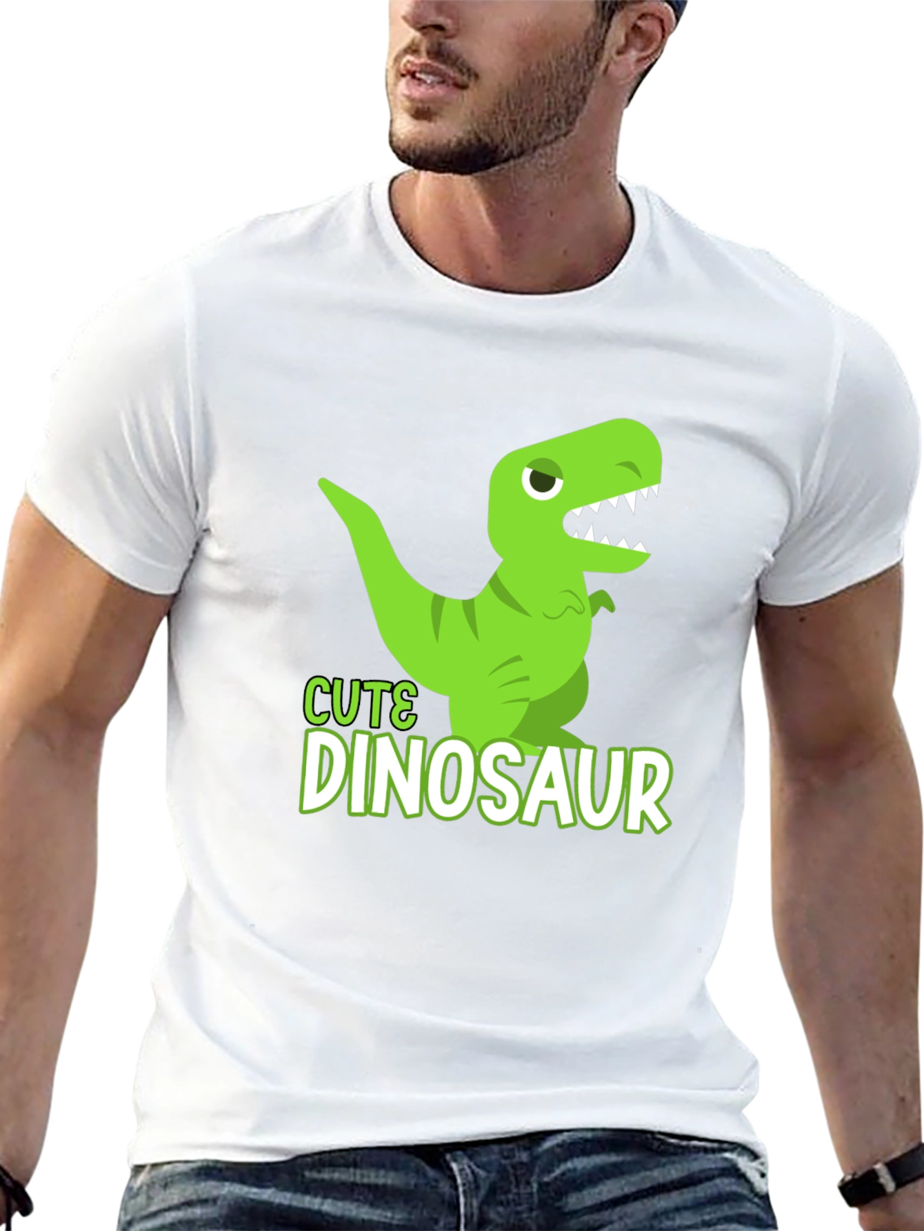 Cute Dinosaur Graphic T-Shirt - Black