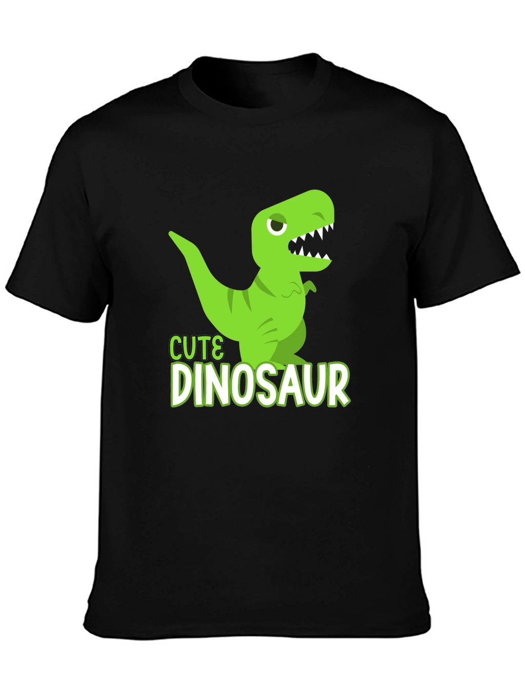 Cute Dinosaur Graphic T-Shirt - Black