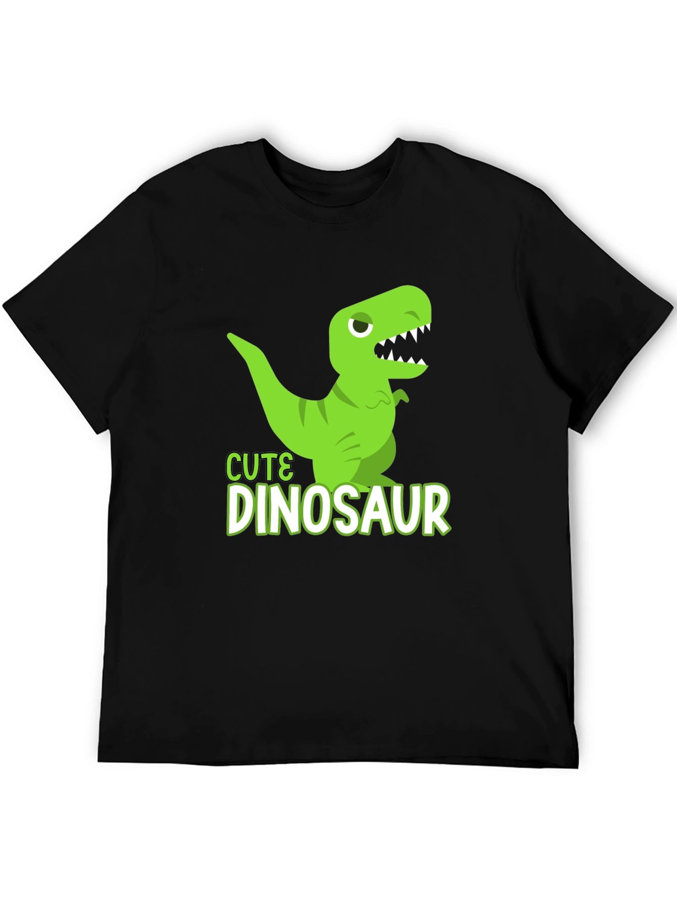 Cute Dinosaur Graphic T-Shirt - Black