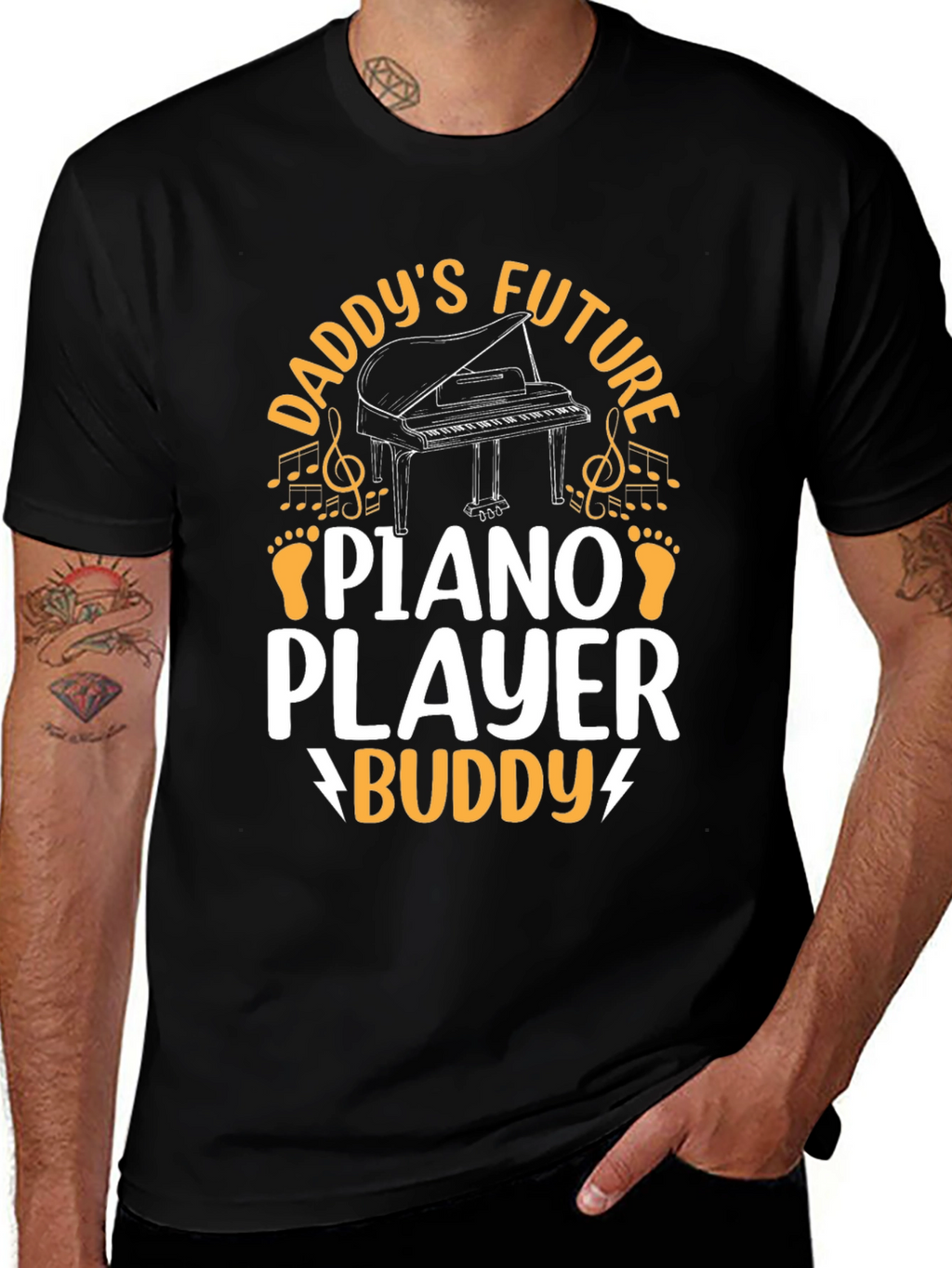 Daddys Future Piano Player Buddy Black T-Shirt