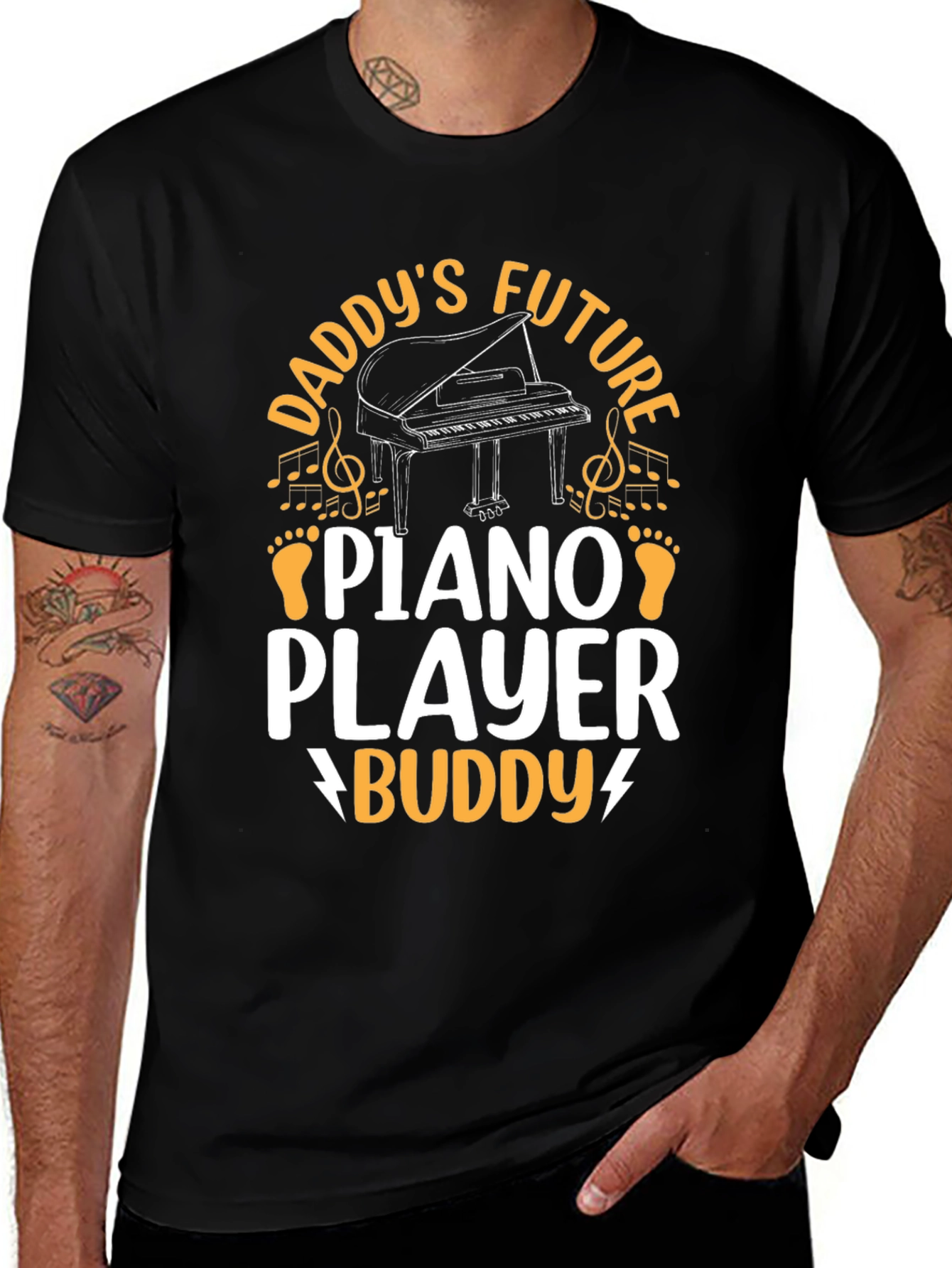 Daddys Future Piano Player Buddy Black T-Shirt