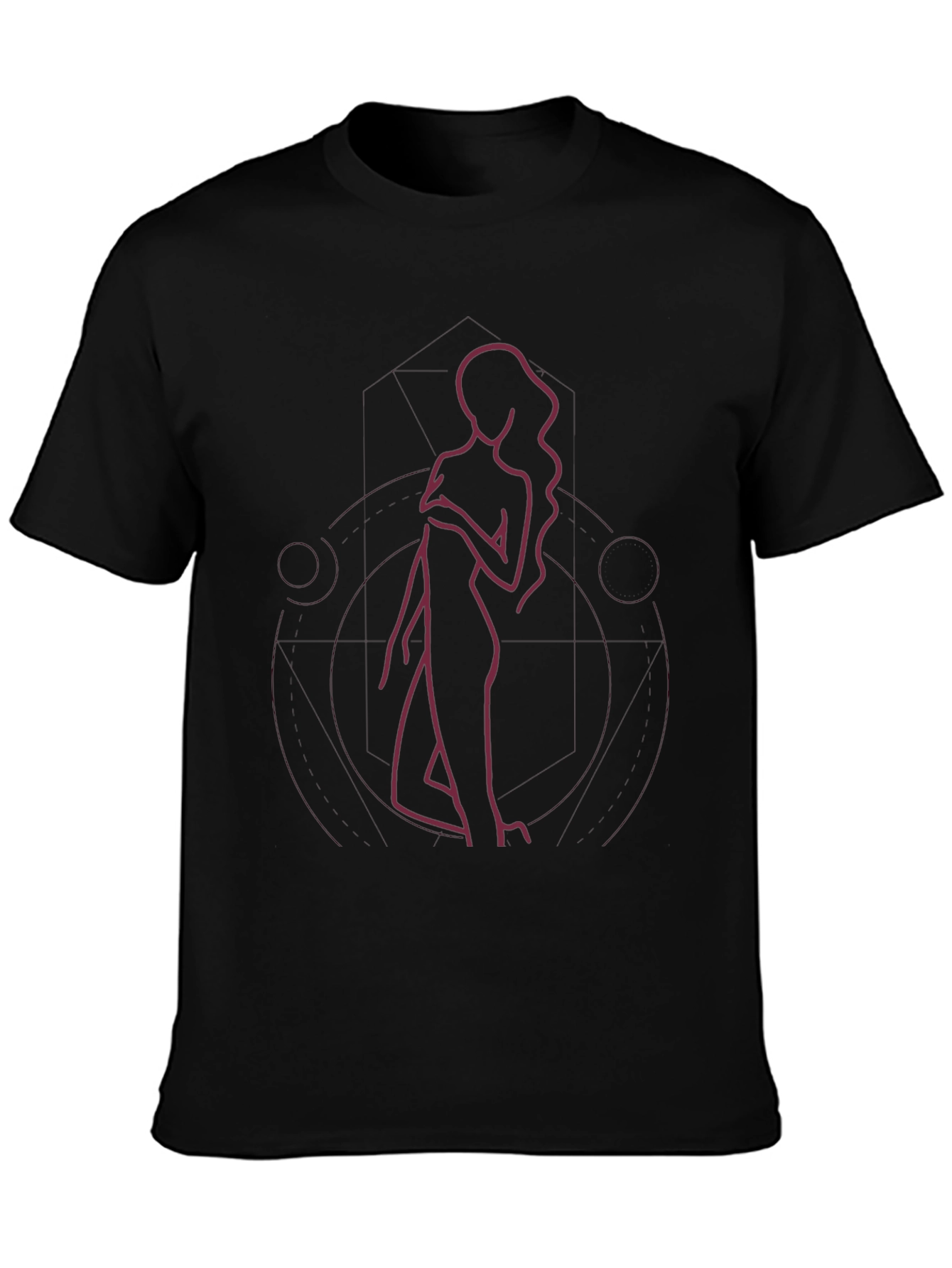 Minimalist Woman Line Art Black T-Shirt