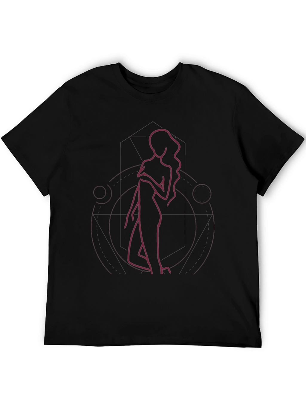 Minimalist Woman Line Art Black T-Shirt