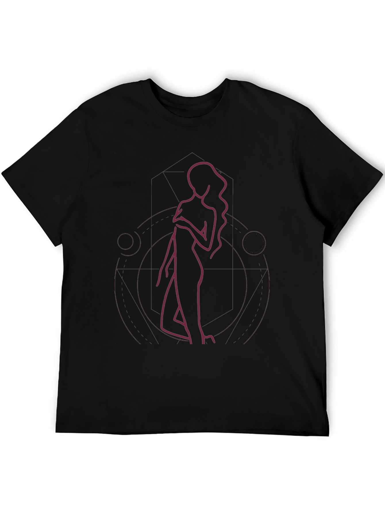 Minimalist Woman Line Art Black T-Shirt