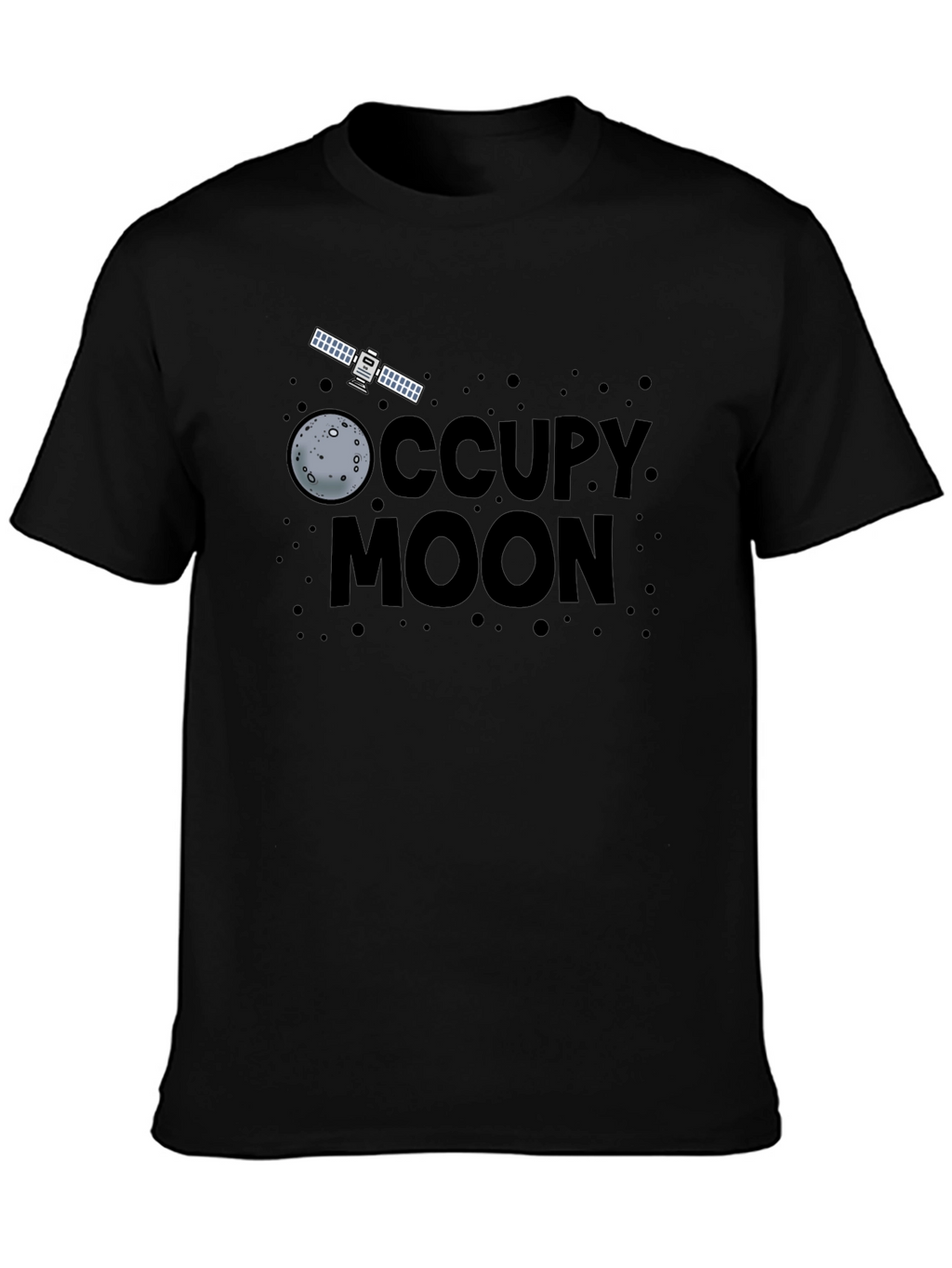 Occupy Moon Graphic Tee - Black Cotton T-Shirt