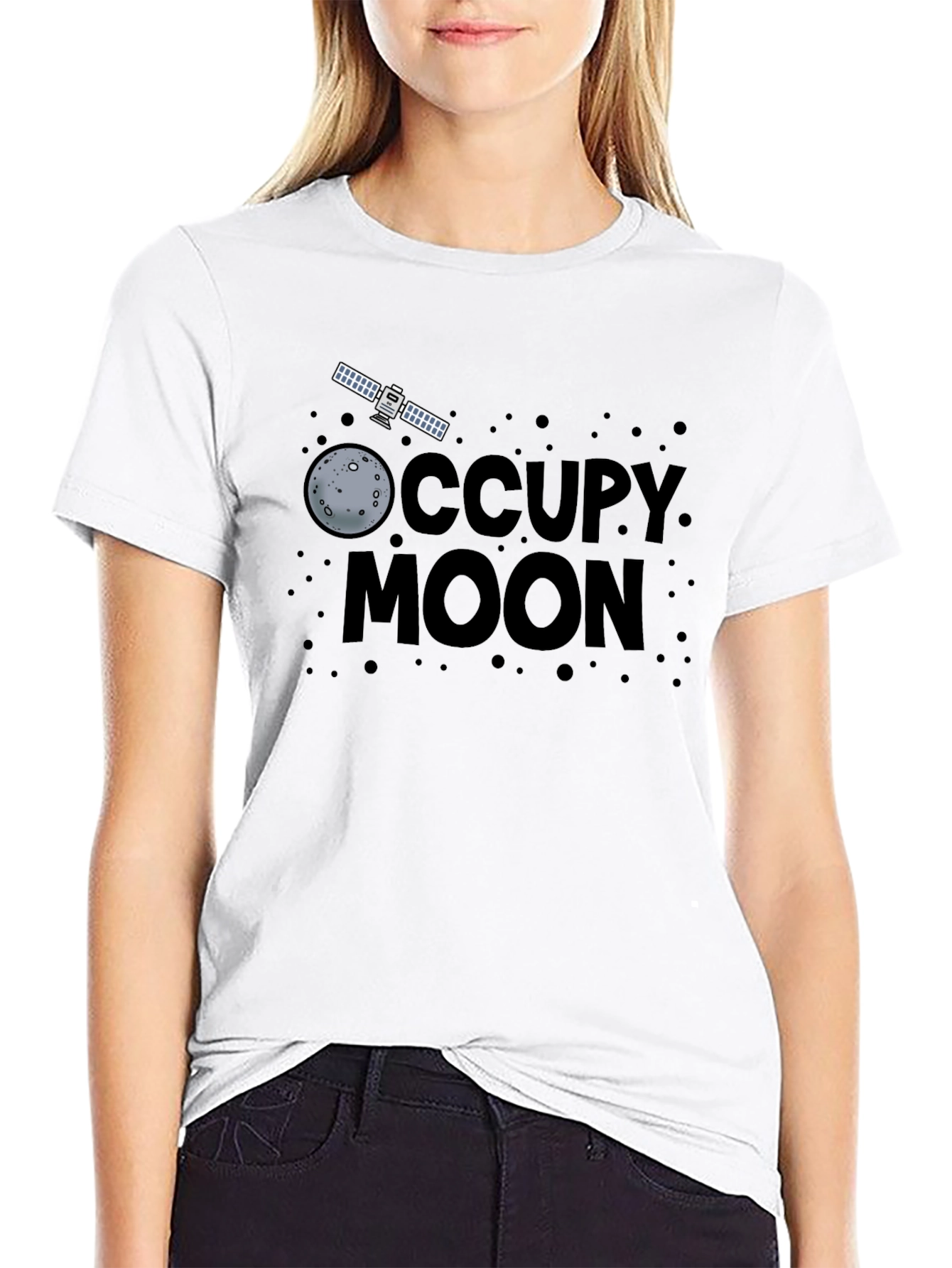 Occupy Moon Graphic Tee - Black Cotton T-Shirt