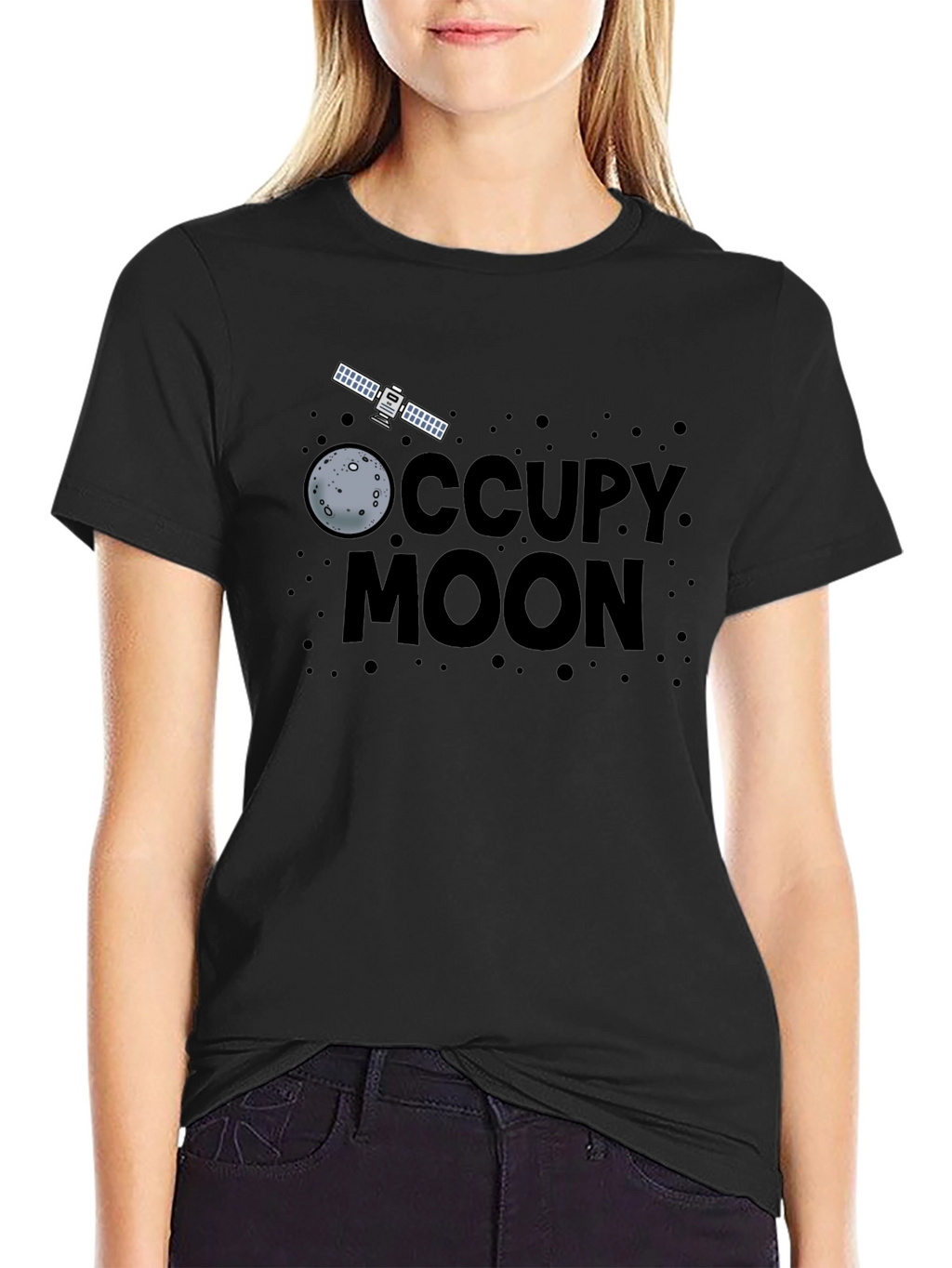 Occupy Moon Graphic Tee - Black Cotton T-Shirt