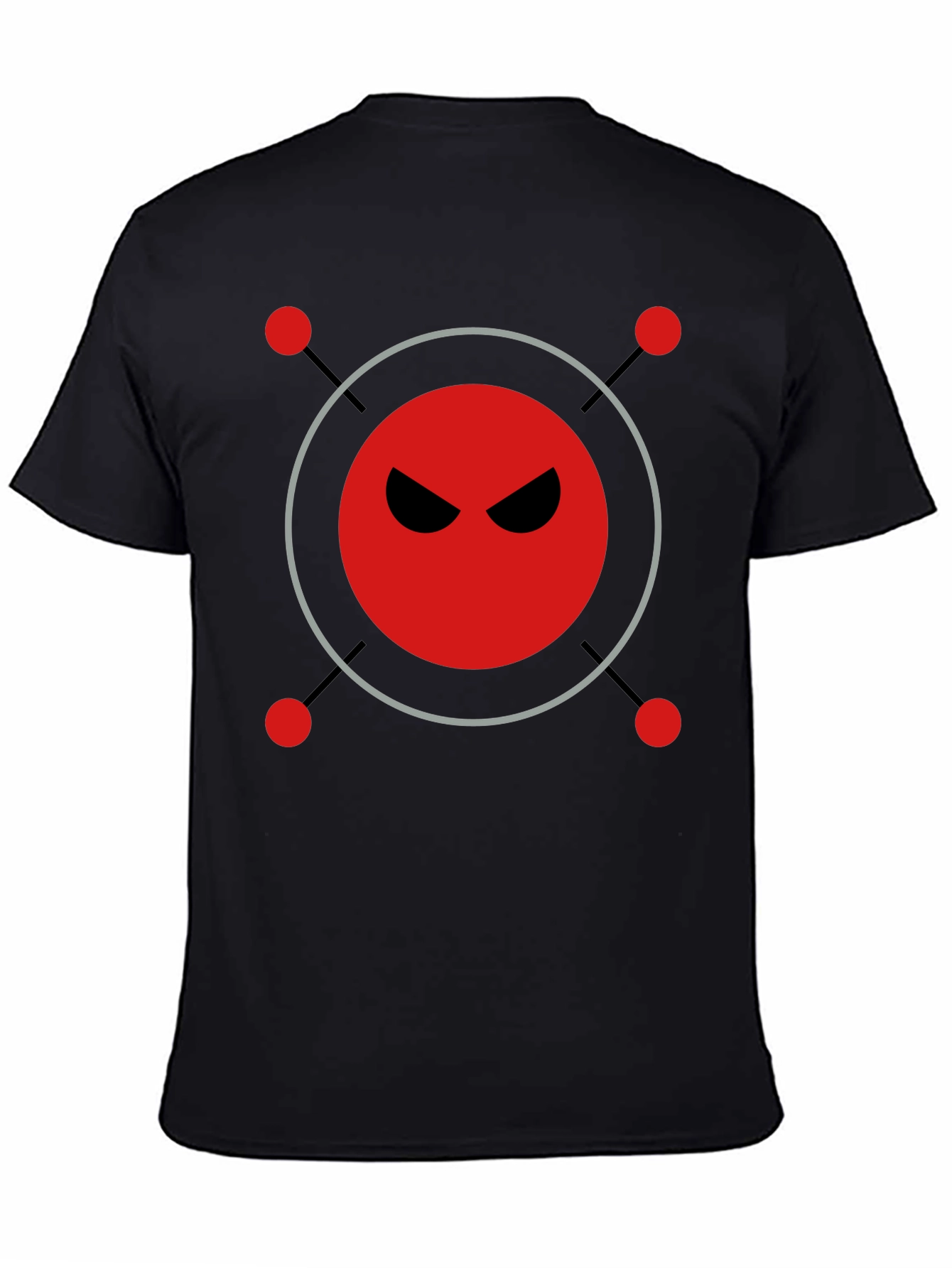 Mens Black T-Shirt with Evil Robot Design