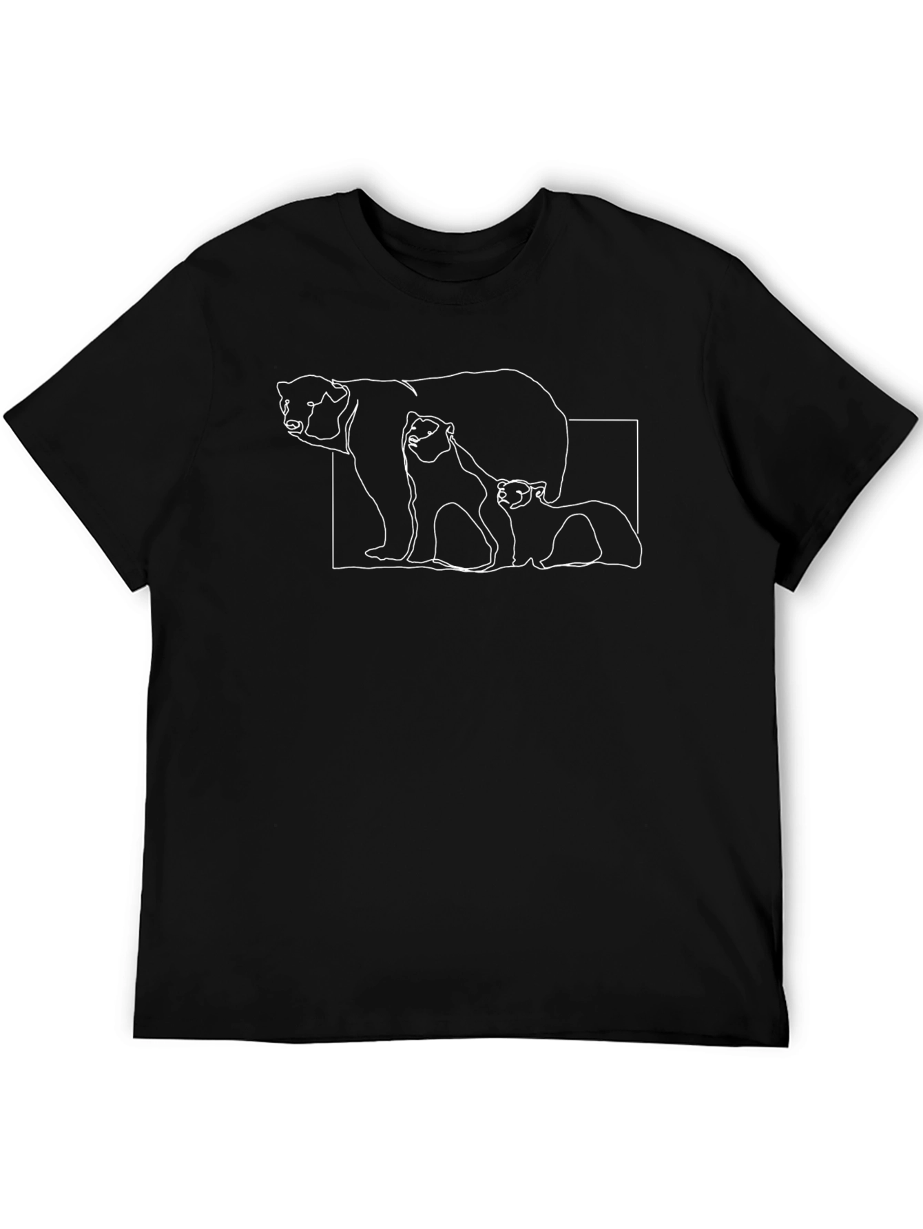 Bear Family Line Art Black Graphic Tee