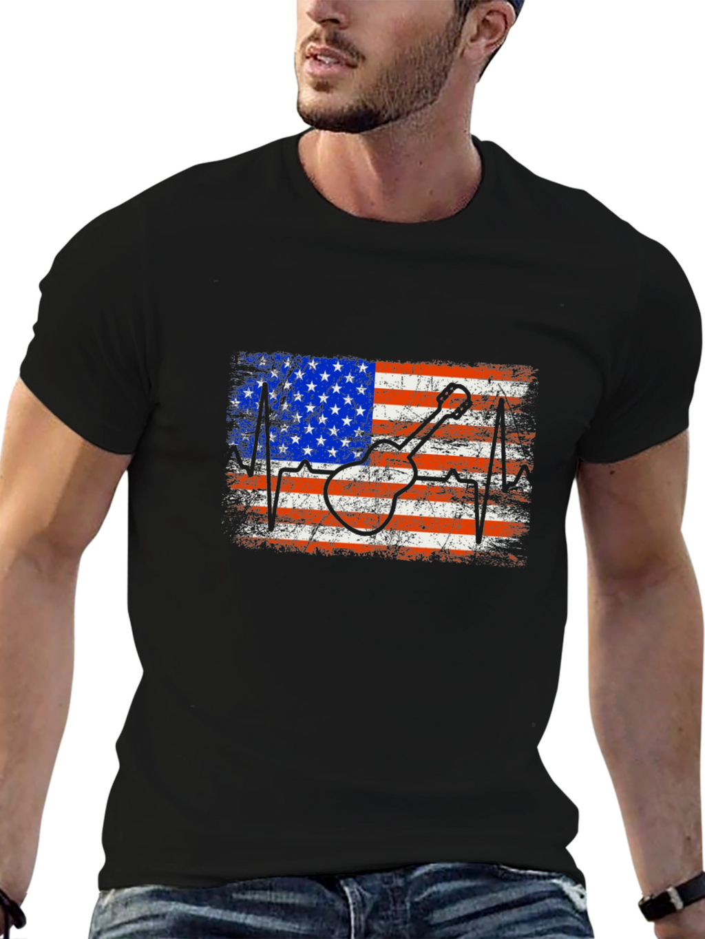 American Flag Guitar T-Shirt