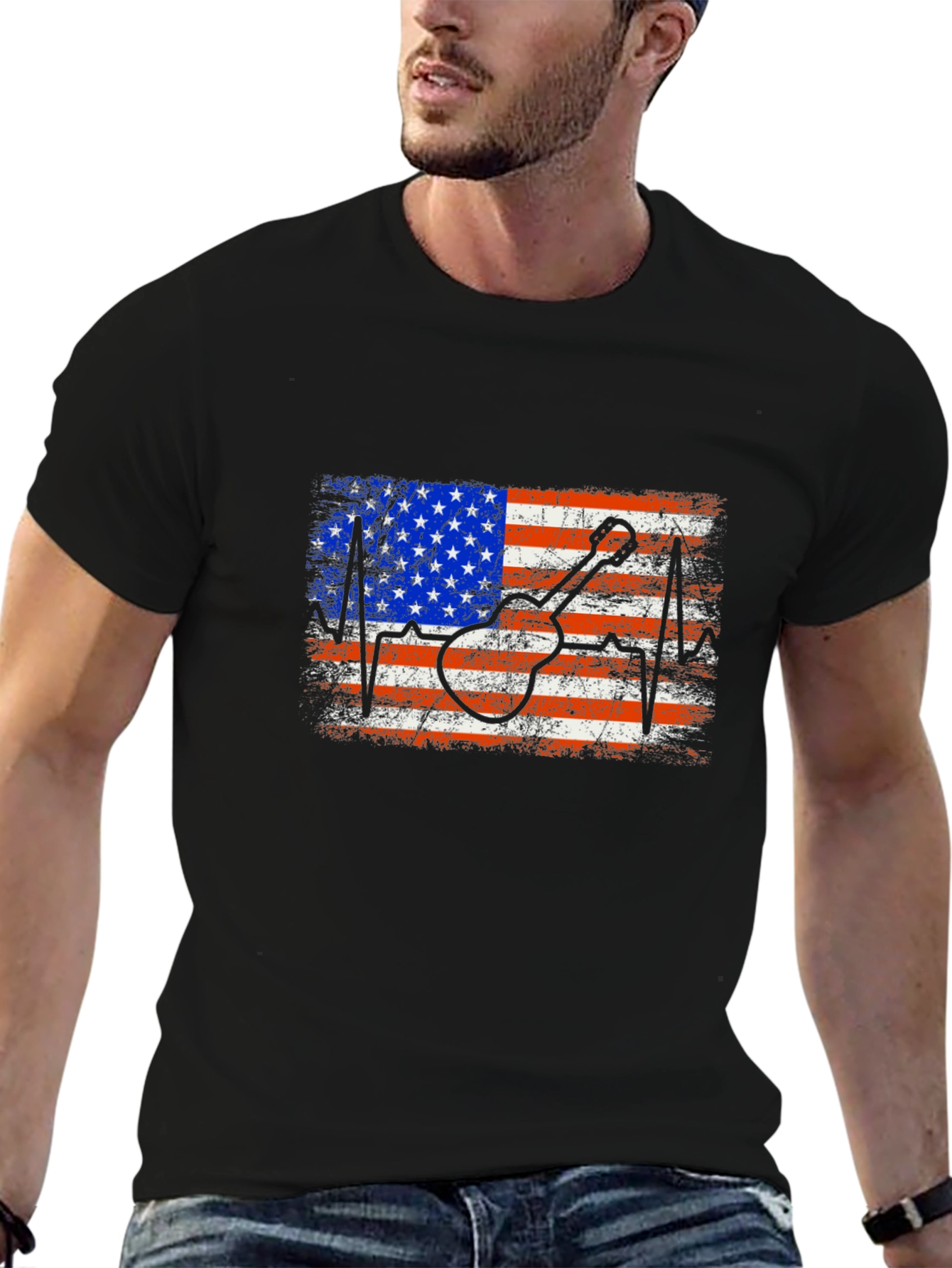 American Flag Guitar T-Shirt