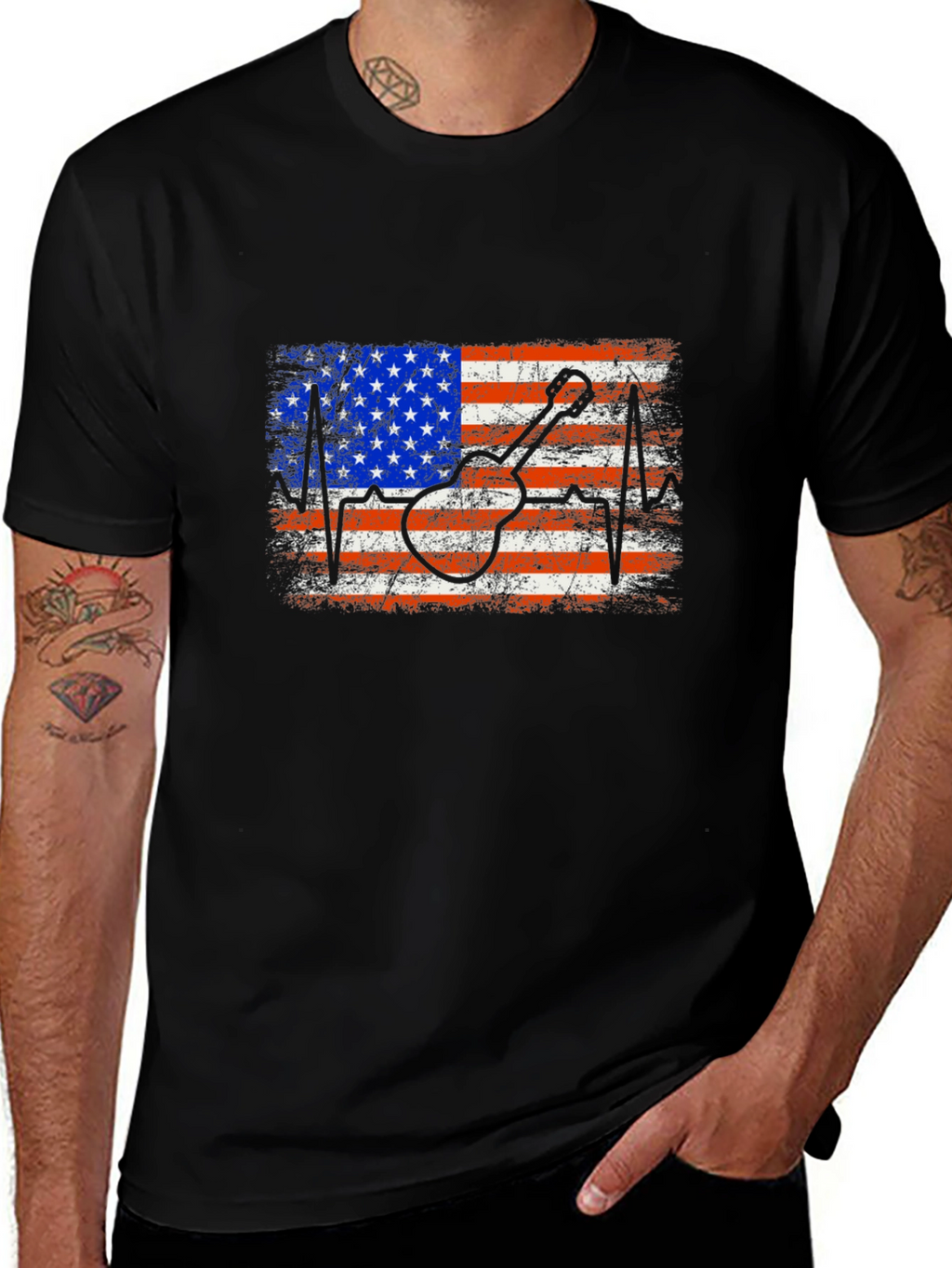 American Flag Guitar T-Shirt