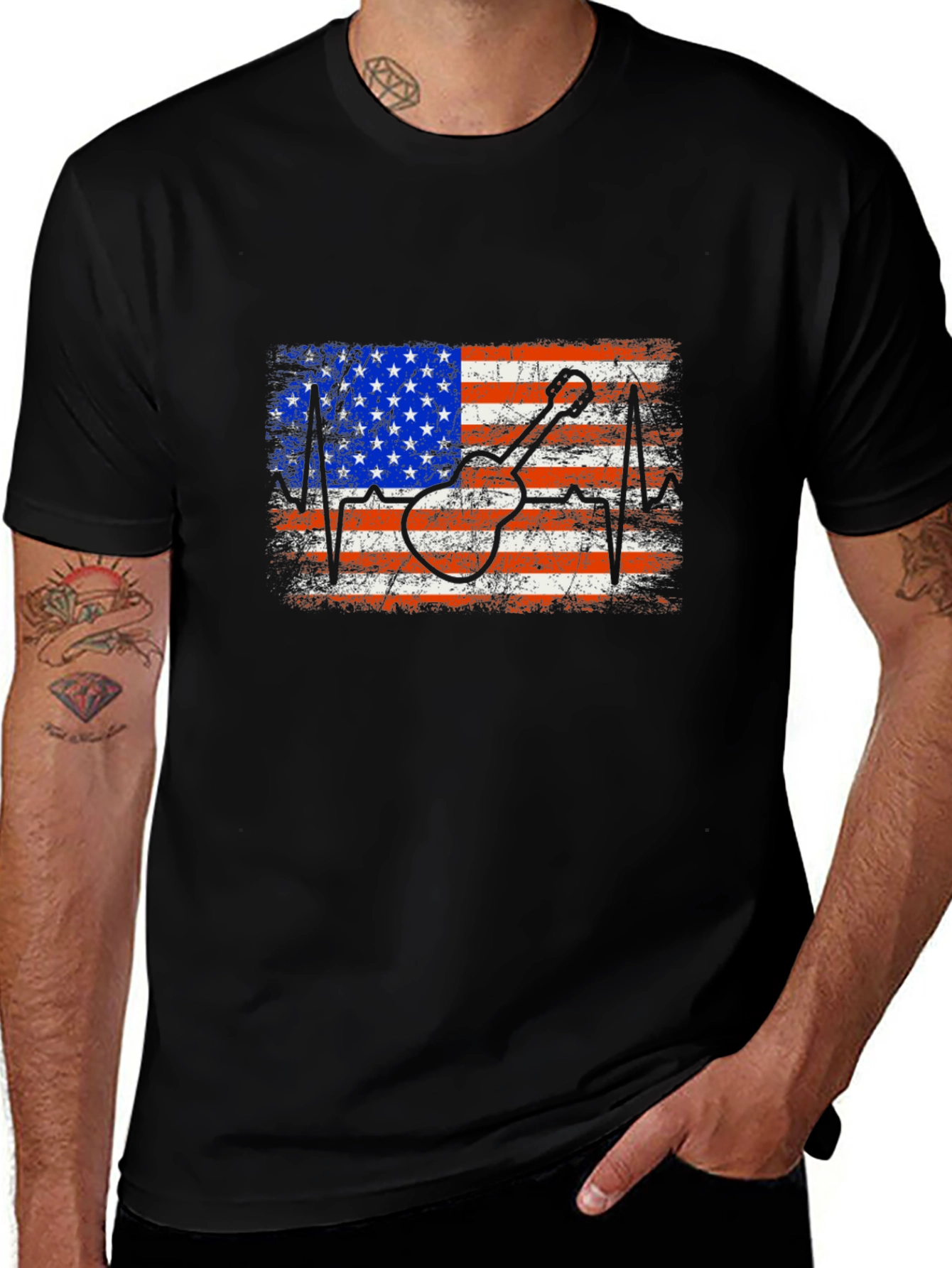 American Flag Guitar T-Shirt