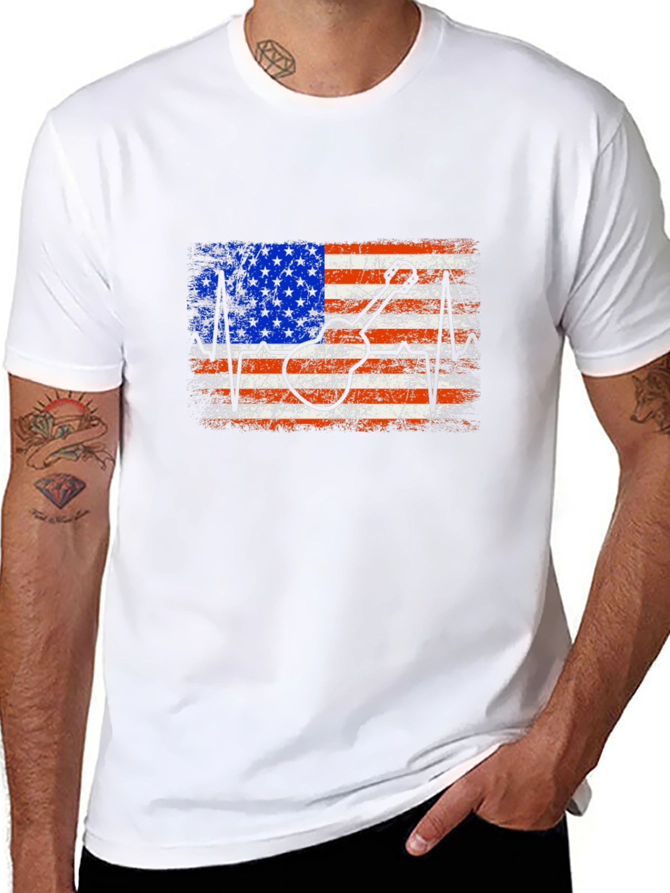 American Flag Guitar T-Shirt