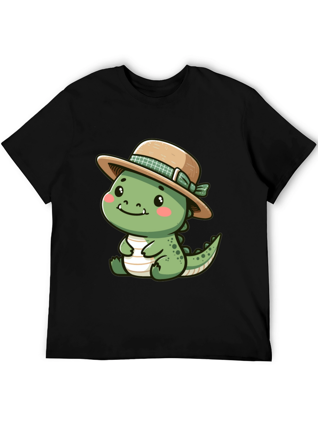 Cute Dino with Hat - Black T-Shirt